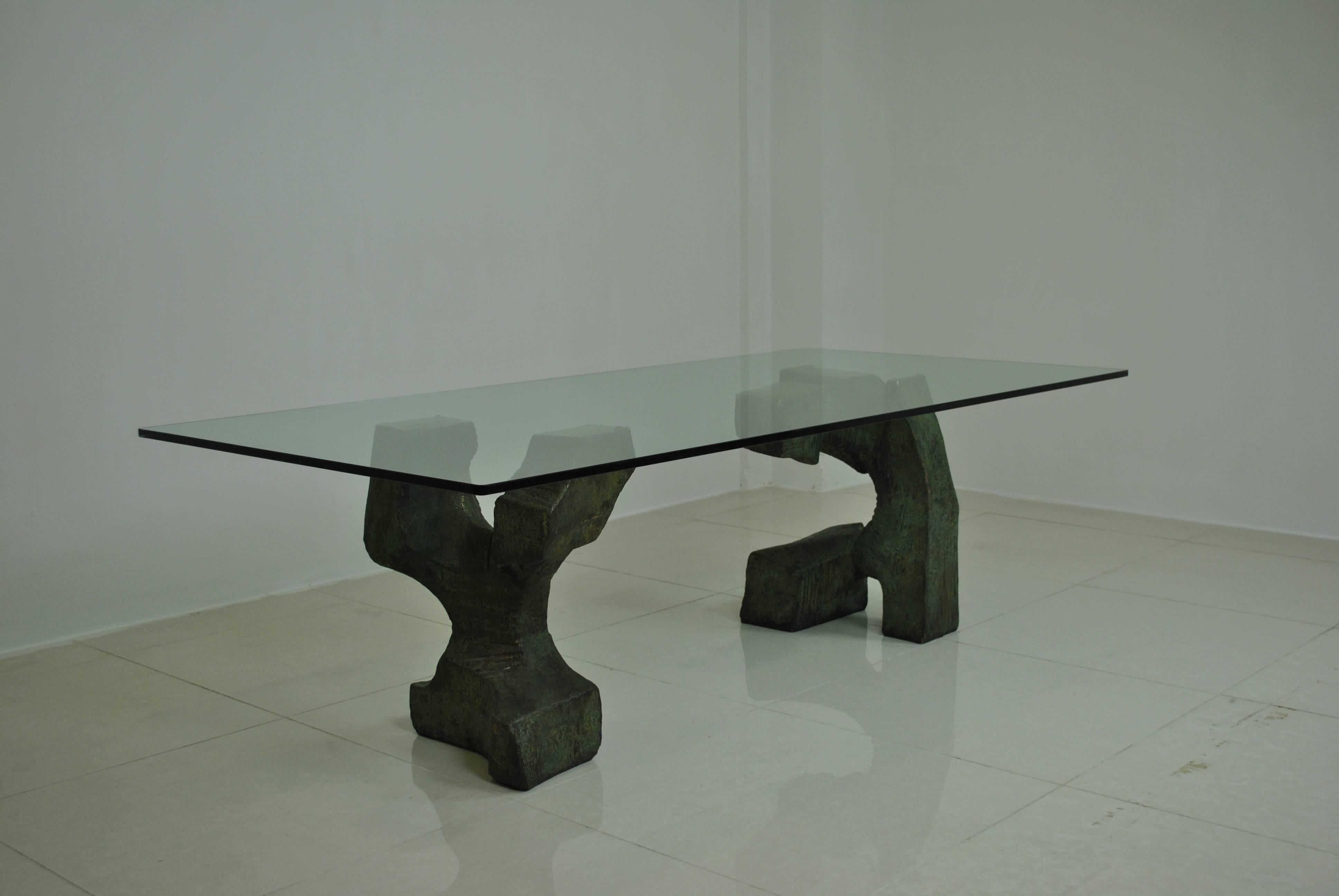 Bonze Brutalist Dining Table by Valenti, Spain, circa 1980 In Excellent Condition In Saint-Ouen, FR