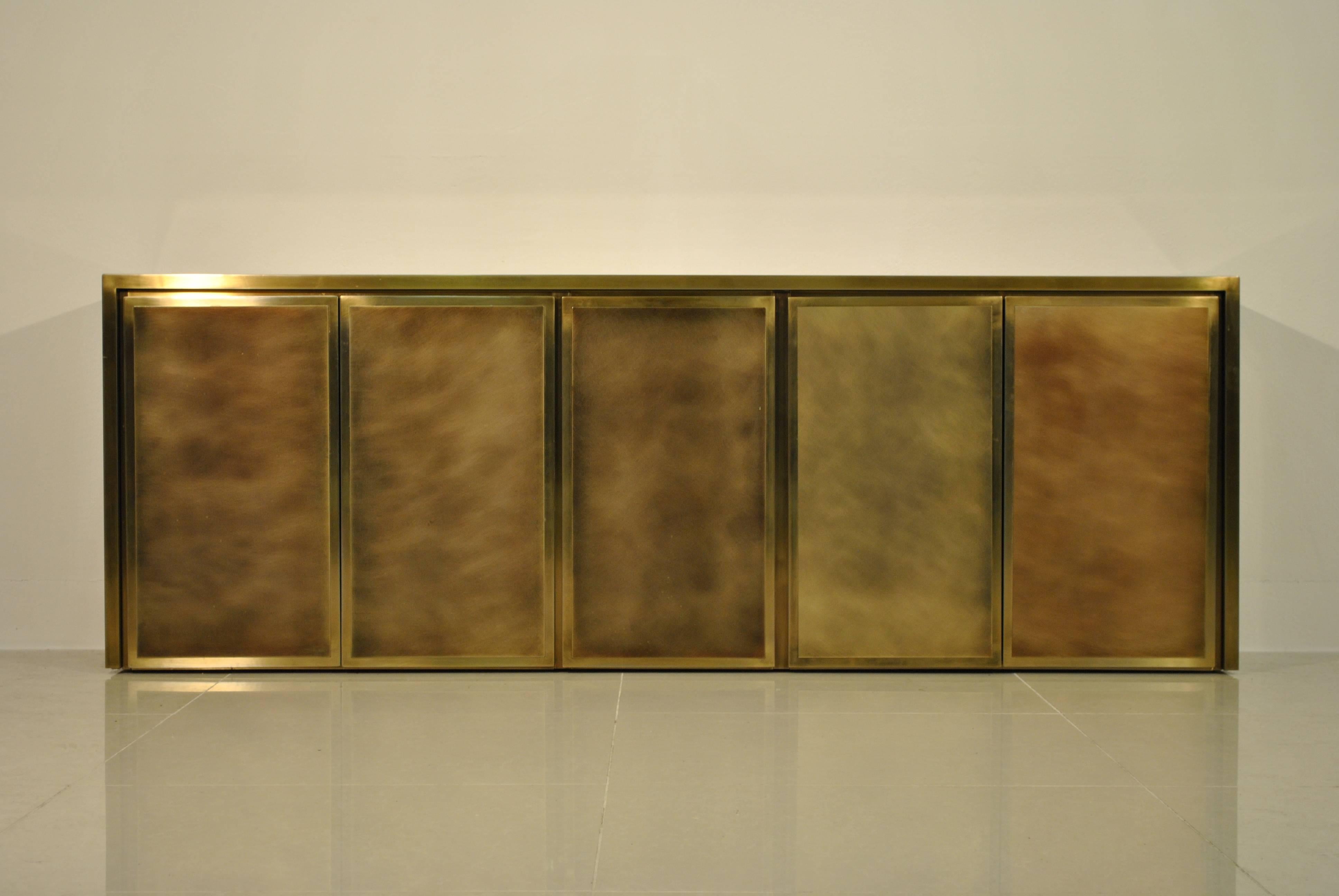 Late 20th Century Luxurious Bronze and Brass Sideboard by Belgo Chrom, Belgium, 1970s