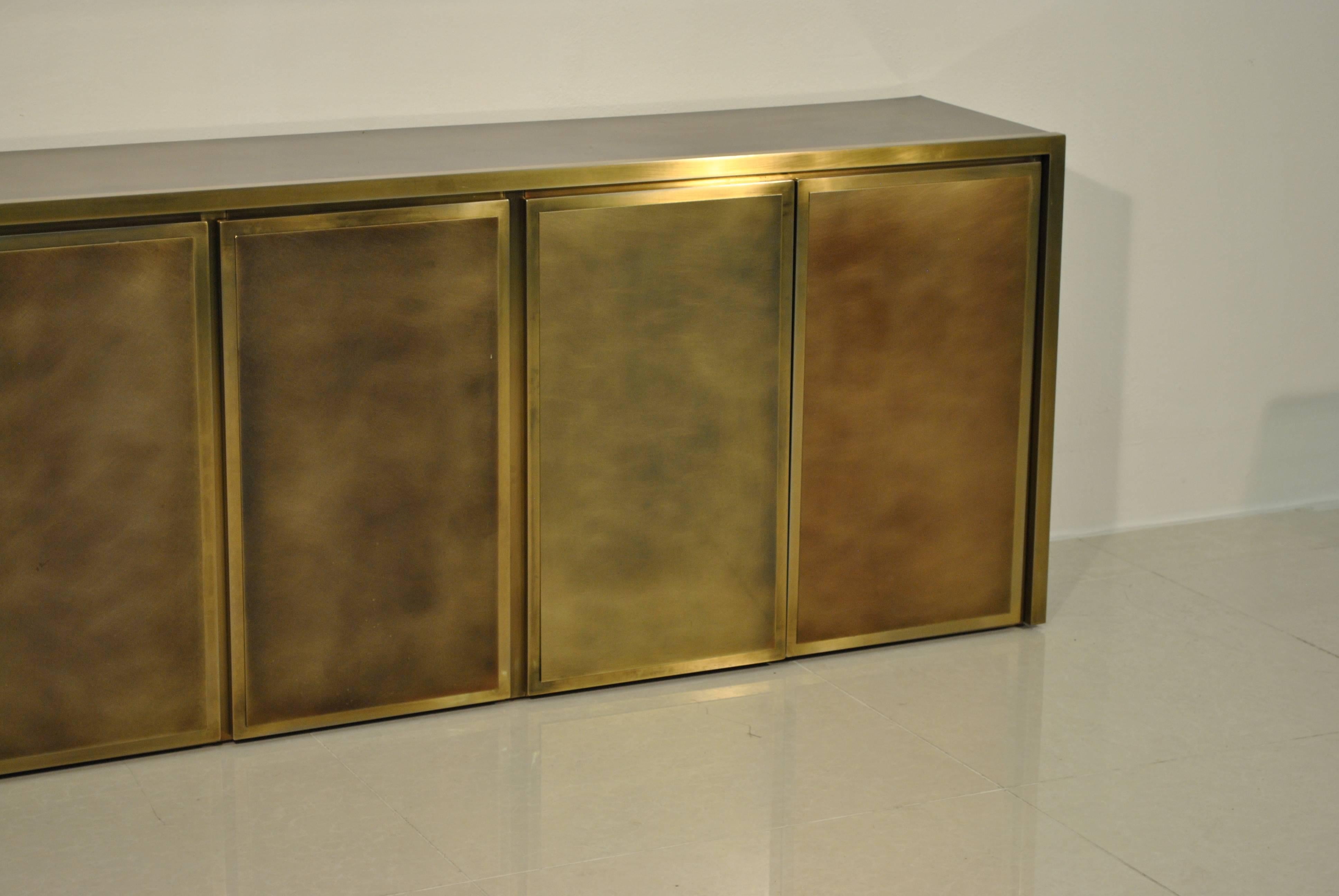 Luxurious Bronze and Brass Sideboard by Belgo Chrom, Belgium, 1970s In Excellent Condition In Saint-Ouen, FR