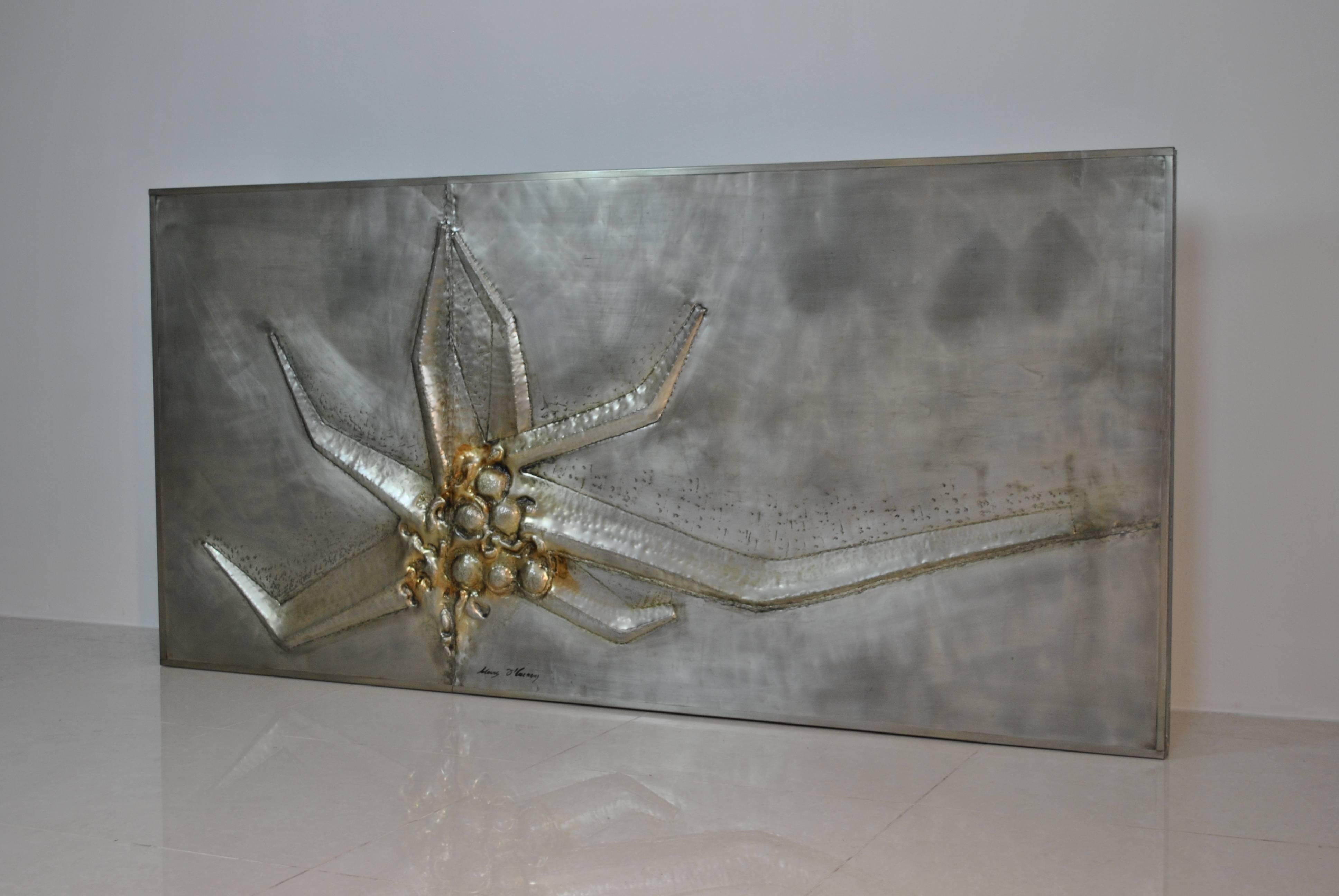Hammered Important Brutalist Wall Sculpture by Marc D'Haenens, Belgium, 1970s For Sale