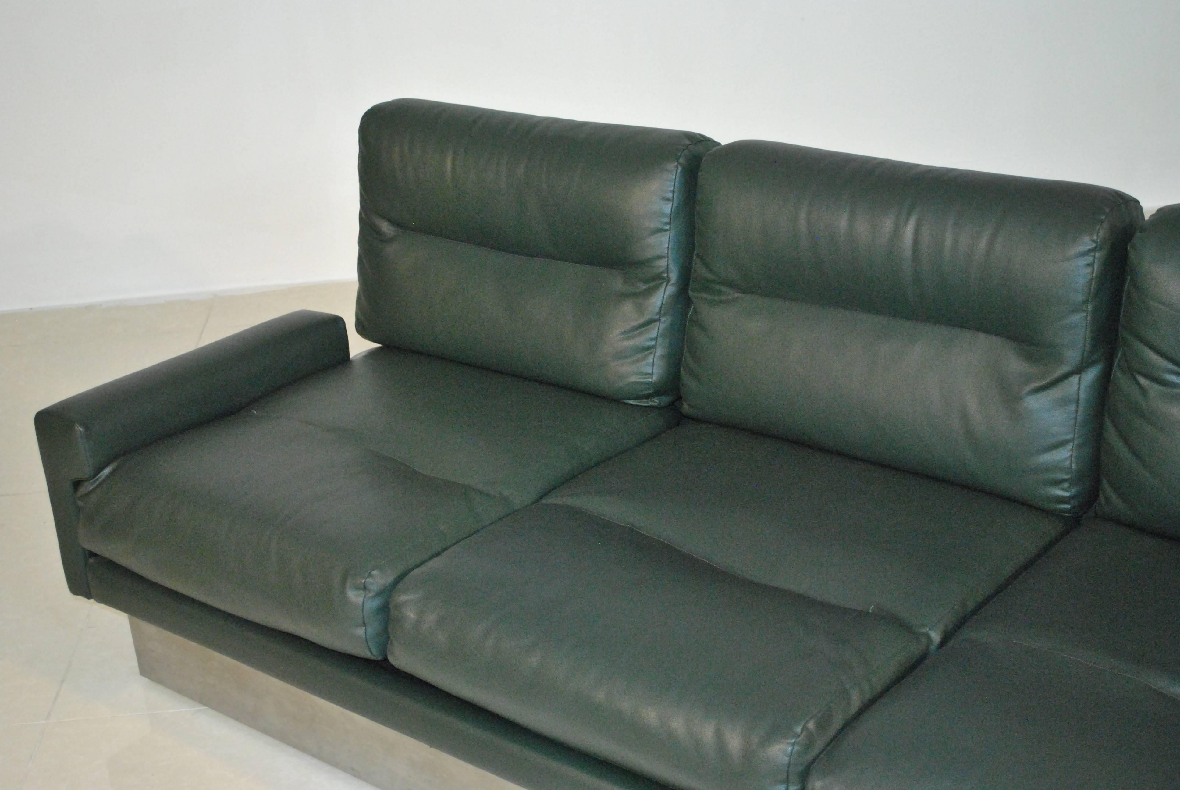 French Rare Jacques Charpentier Leather Sofas, France, 1970s For Sale