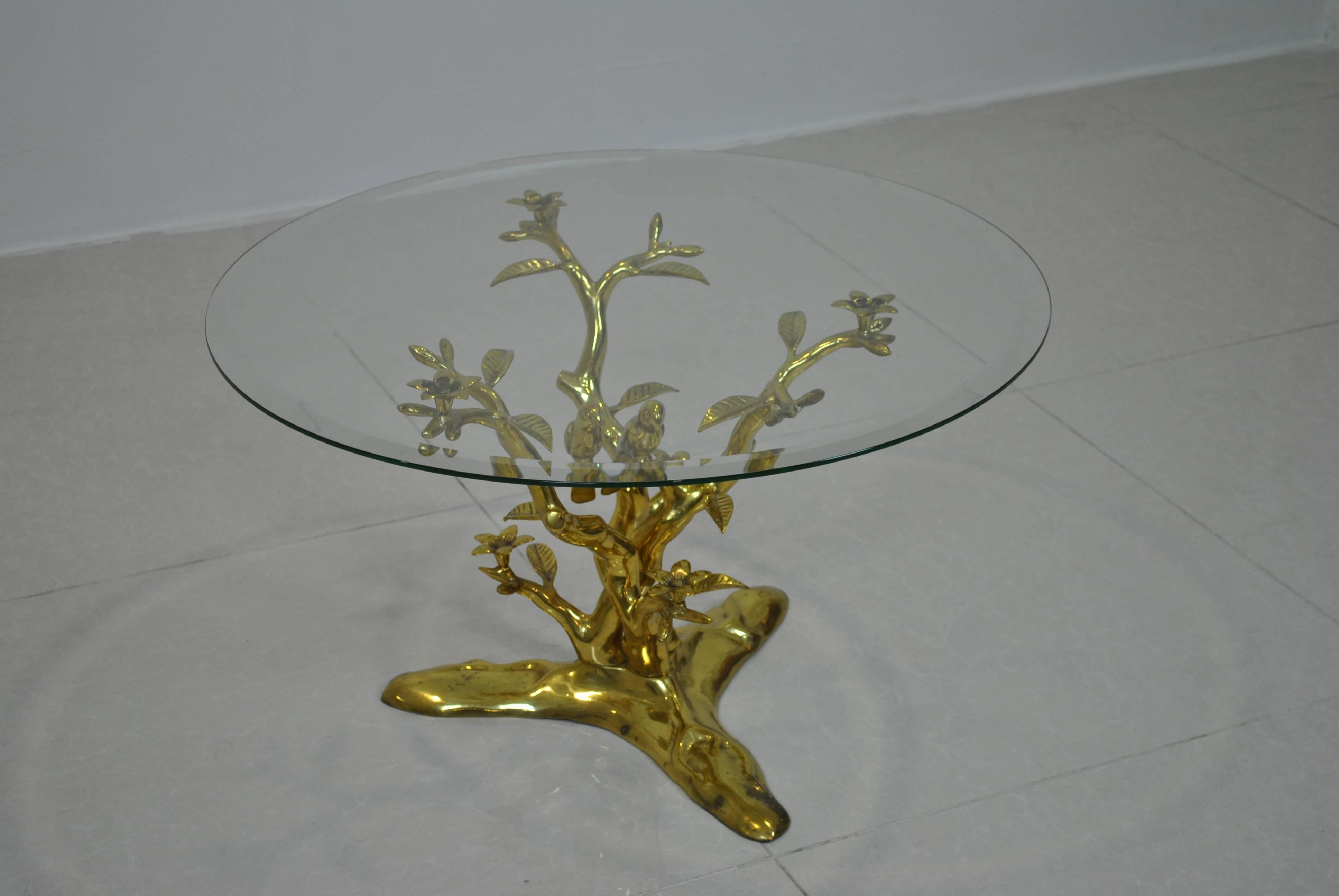 Brass Birds Coffee or Side Table, 1970s 1