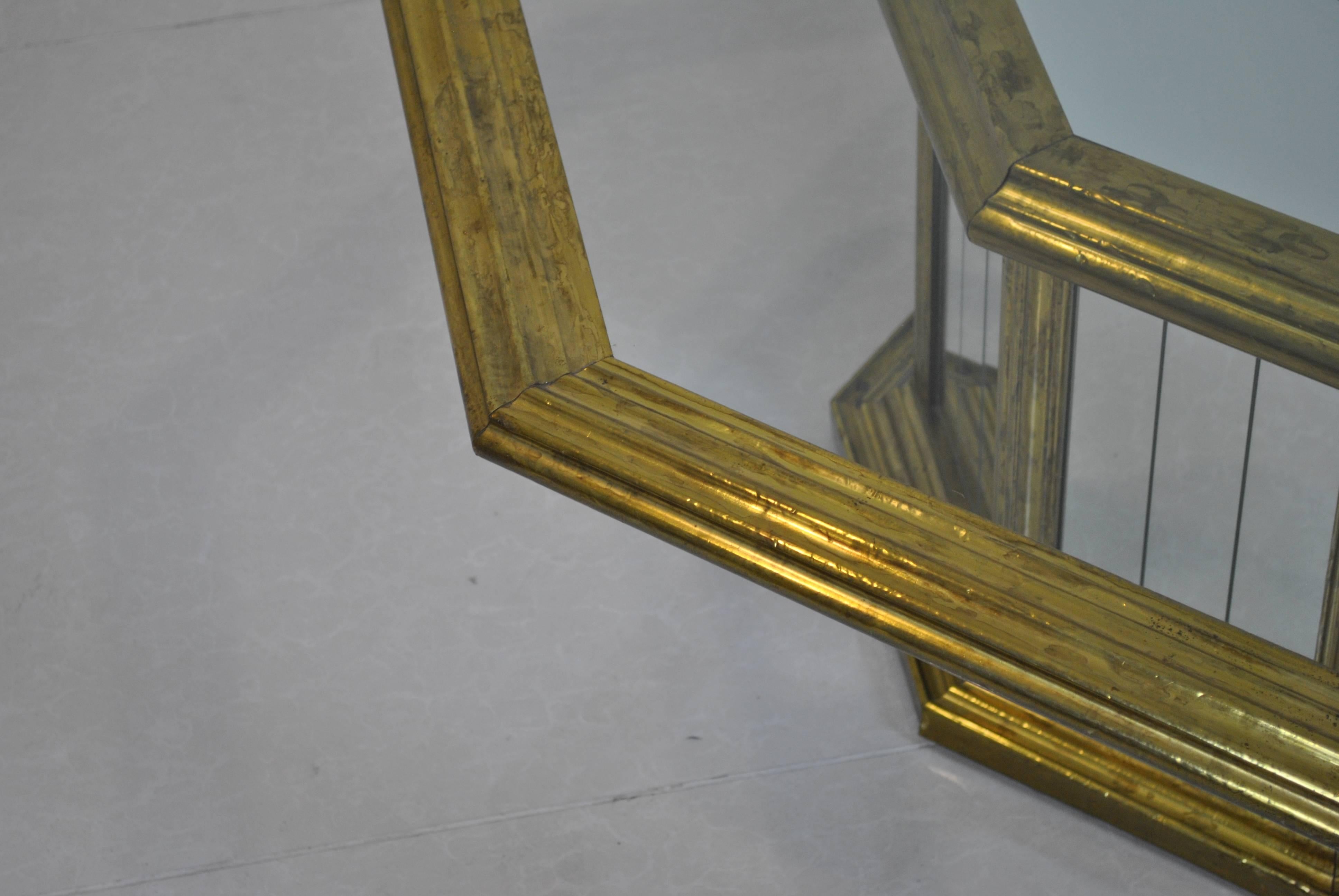 Belgian Neoclassical Copper and Mirror Plated Coffee Table by Rodolfo Dubarry, 1970s For Sale