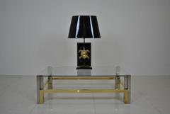 Very Large Lacquer and Brass "Turtle" Table Lamp, 1970s