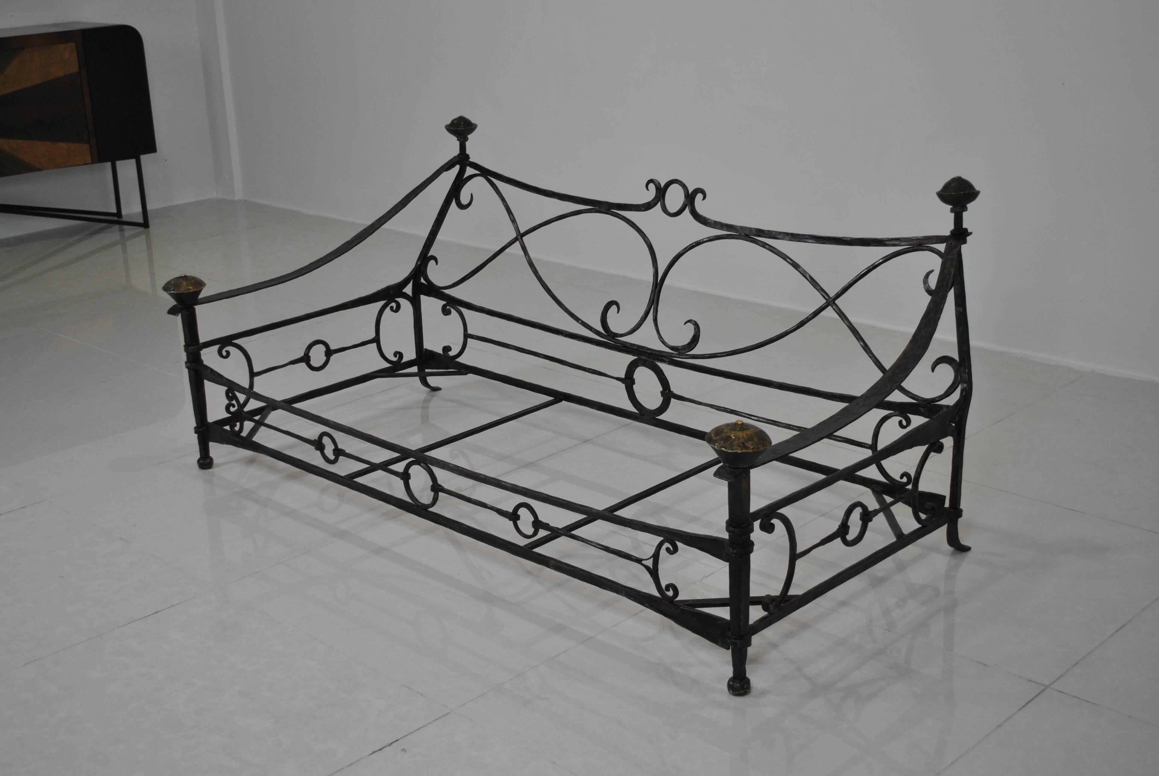 French Important Wrought Iron Sofa by Sido & FrançOis Thevenin, France, 1970s For Sale