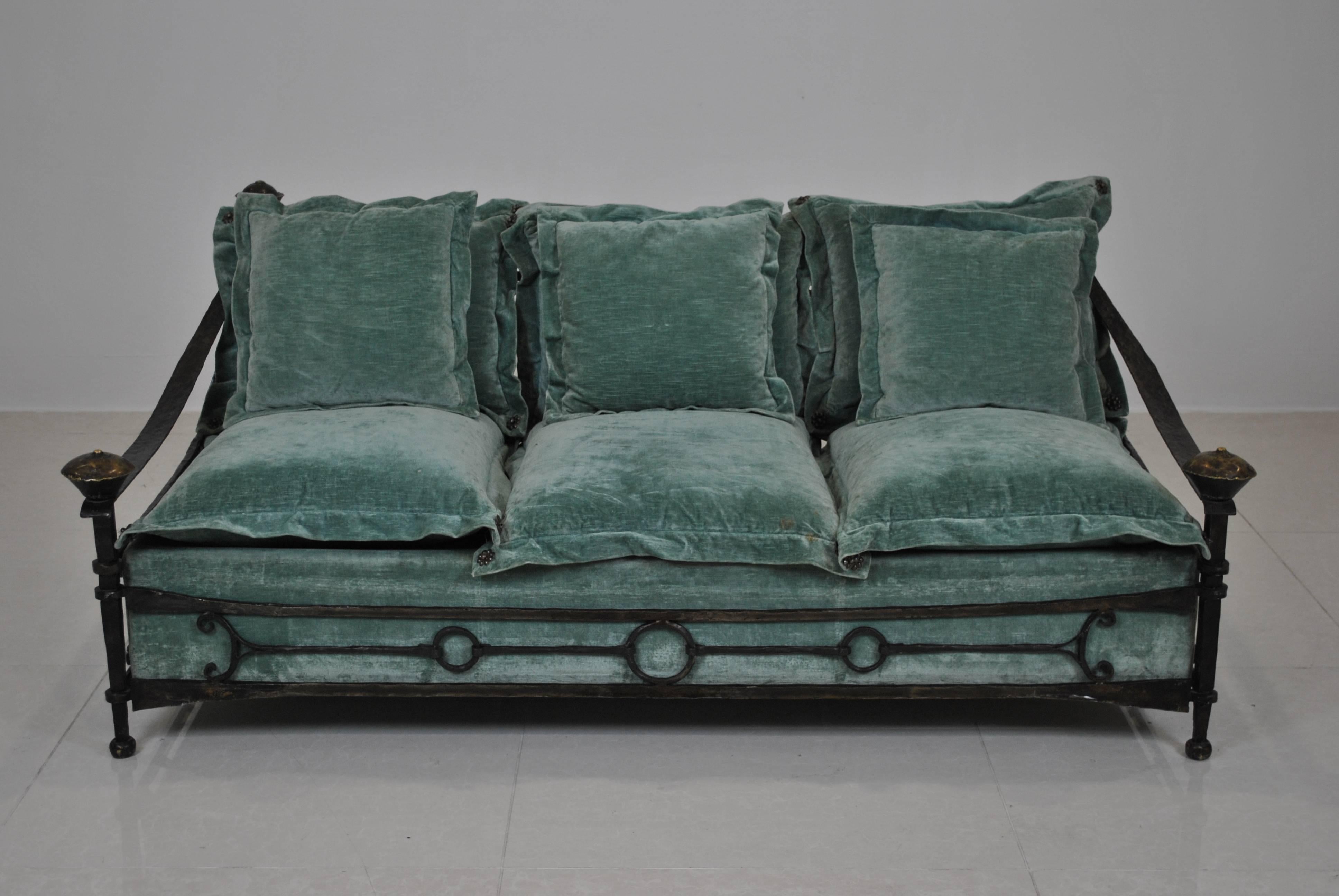 Late 20th Century Important Wrought Iron Sofa by Sido & FrançOis Thevenin, France, 1970s For Sale