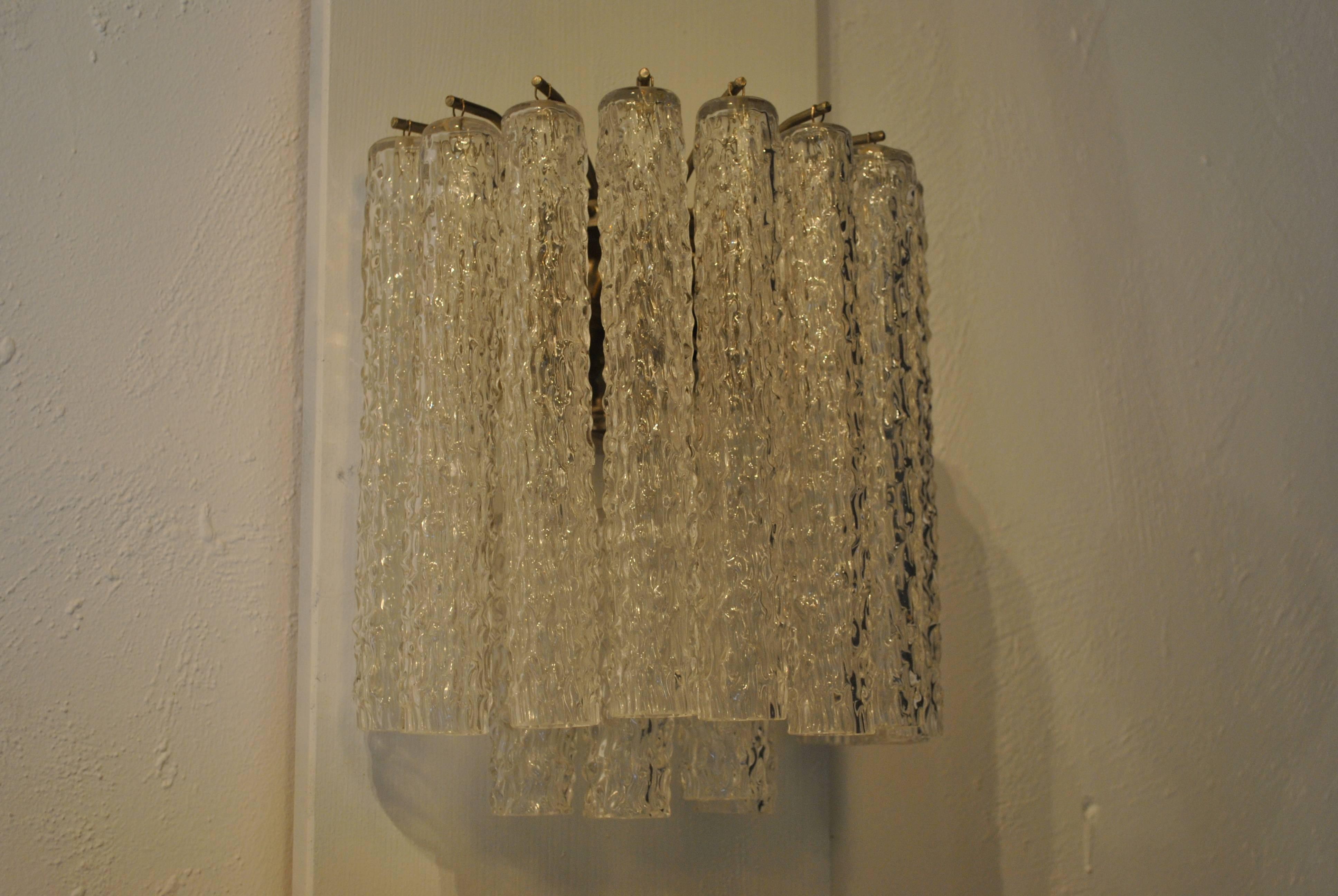 Signed 1970s Venini 'Tronchi' Sconces, Italy In Excellent Condition For Sale In Saint-Ouen, FR