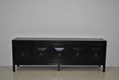 Large Brutalist Ebonized Oak Sideboard, Belgium, 1970s
