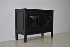 Brutalist Ebonized Oak Small Sideboard, Belgium, 1970s