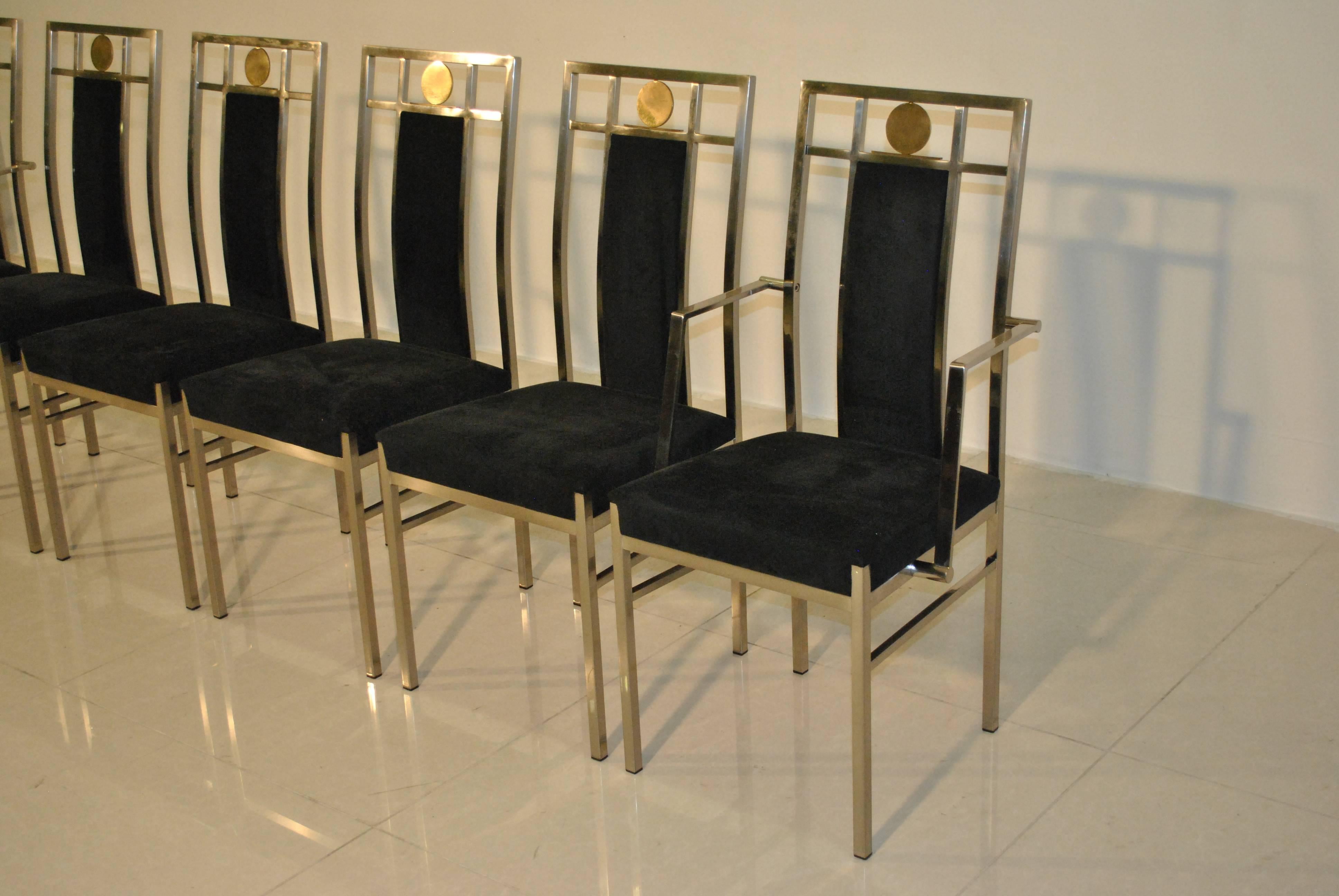 Set of Six Neoclassical Dining Chairs by Belgochrom, 1980s In Good Condition For Sale In Saint-Ouen, FR