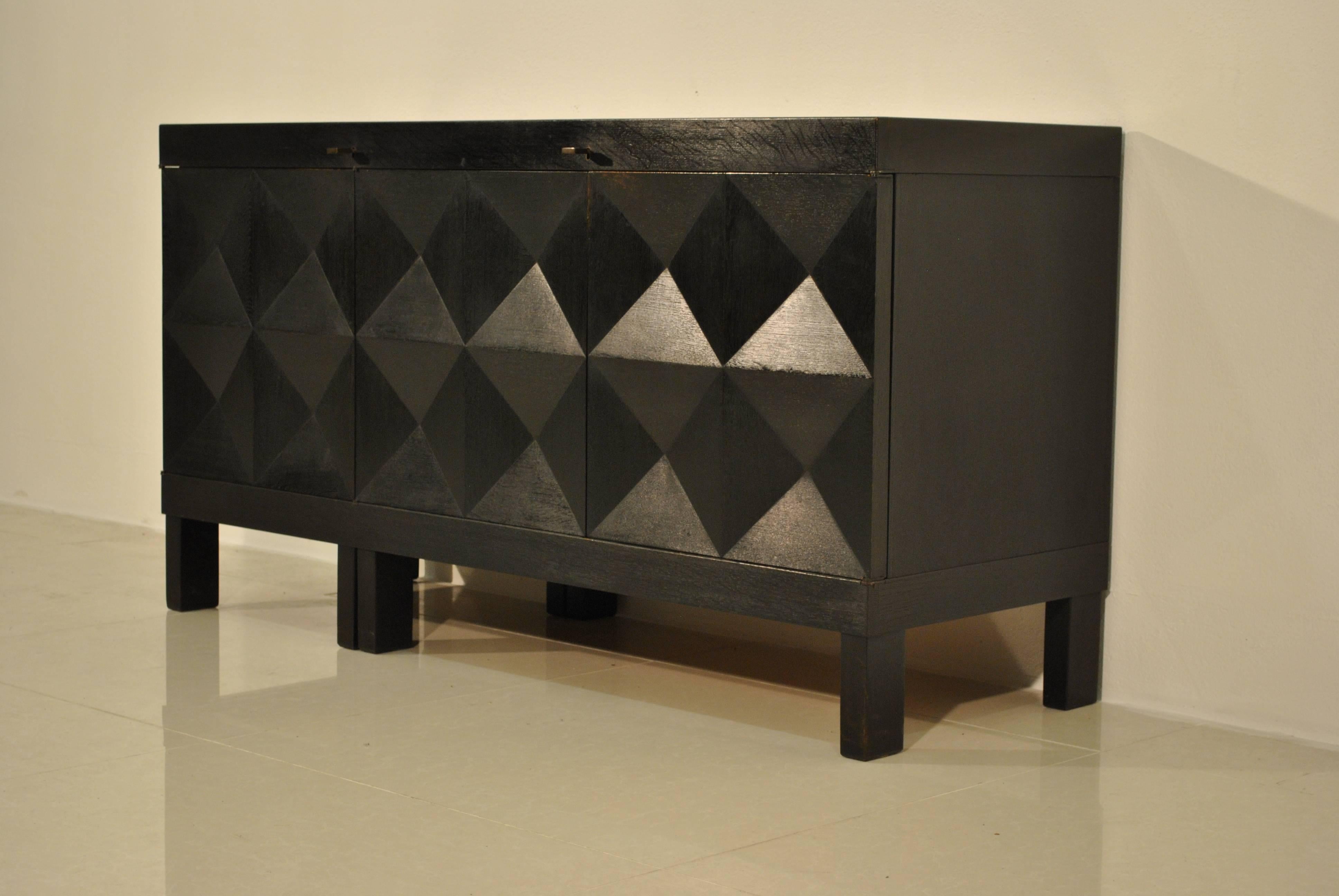 Spectacular Five-Door Brutalist Sideboard by De Coene Frères, Belgium, 1960s For Sale 2