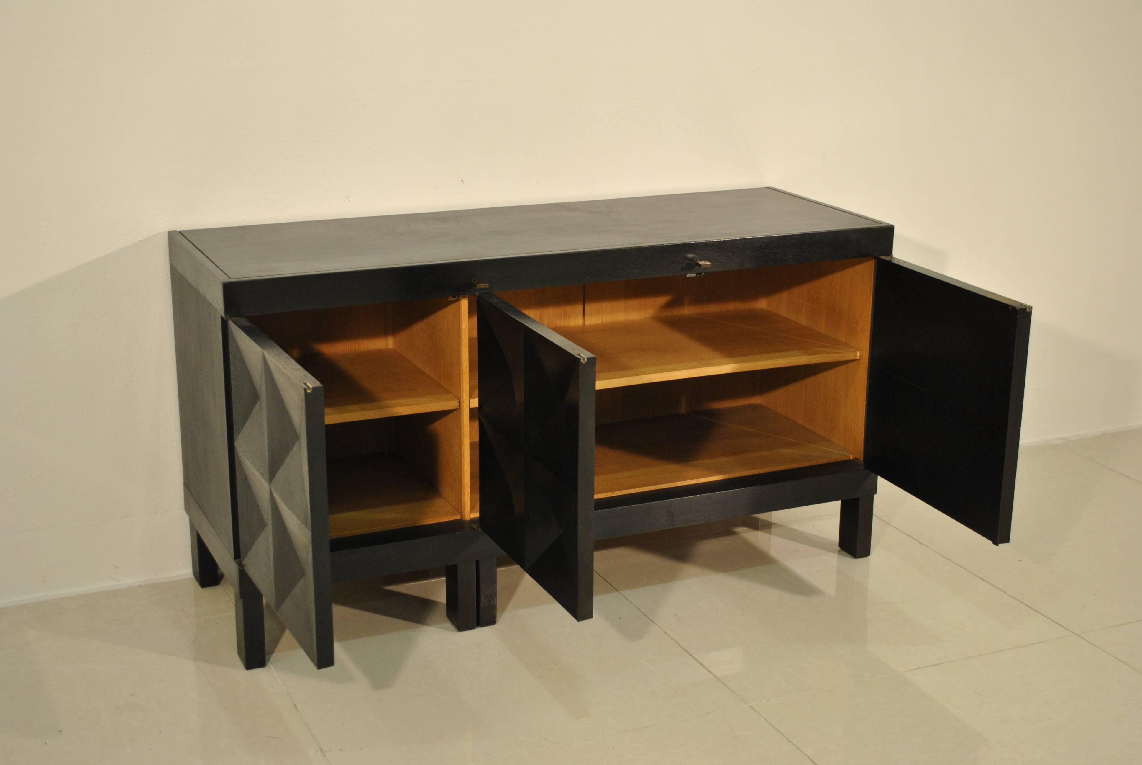 Spectacular Five-Door Brutalist Sideboard by De Coene Frères, Belgium, 1960s For Sale 1