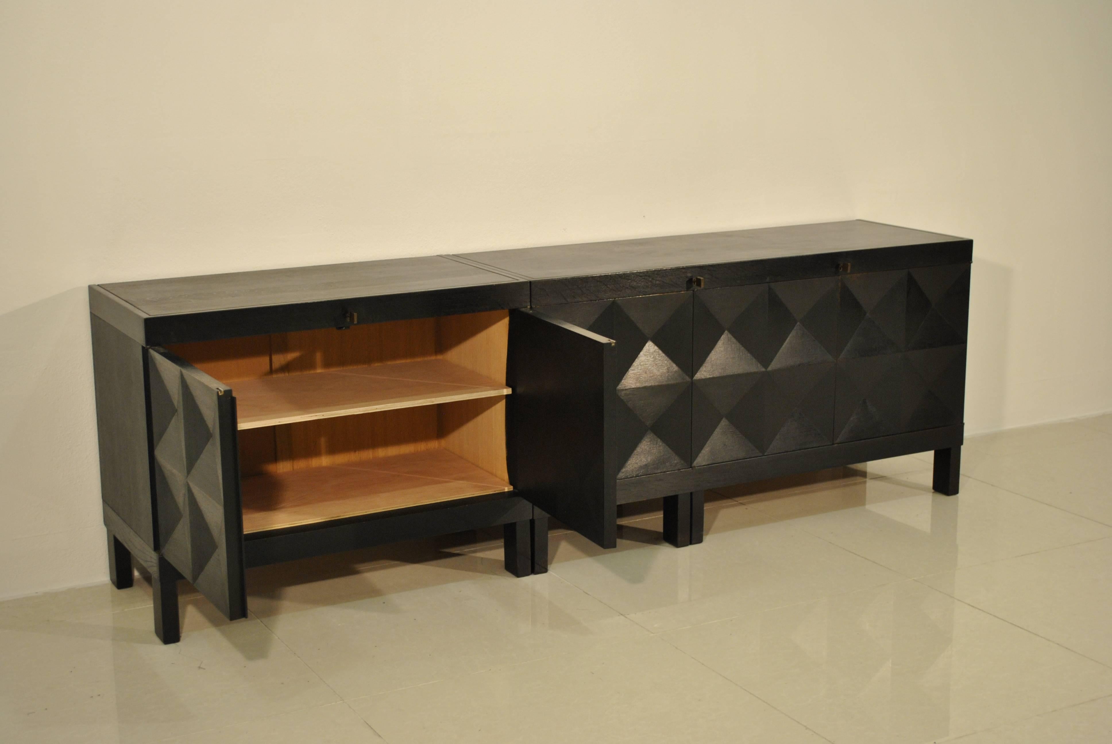 Oak Spectacular Five-Door Brutalist Sideboard by De Coene Frères, Belgium, 1960s For Sale