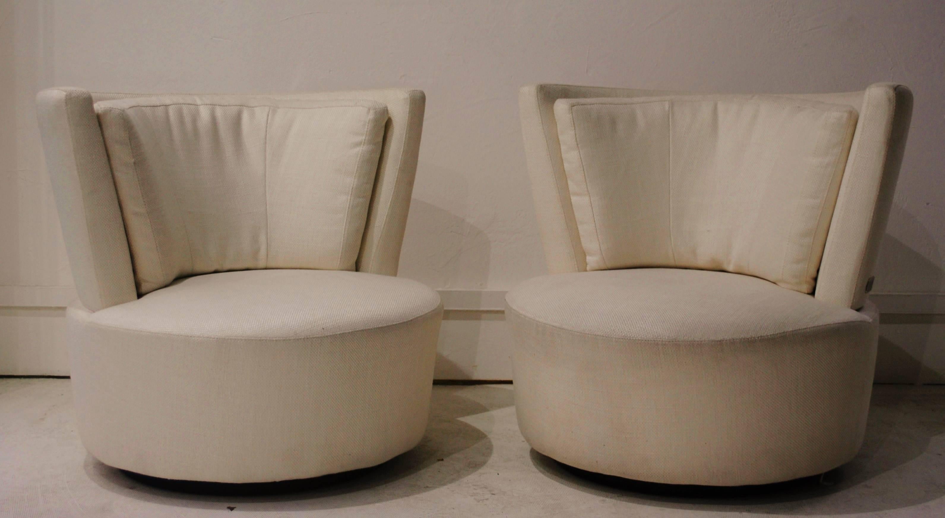 Hollywood Regency Custom Designed Swivel Chairs by Vladimir Kagan, USA, 1980s For Sale