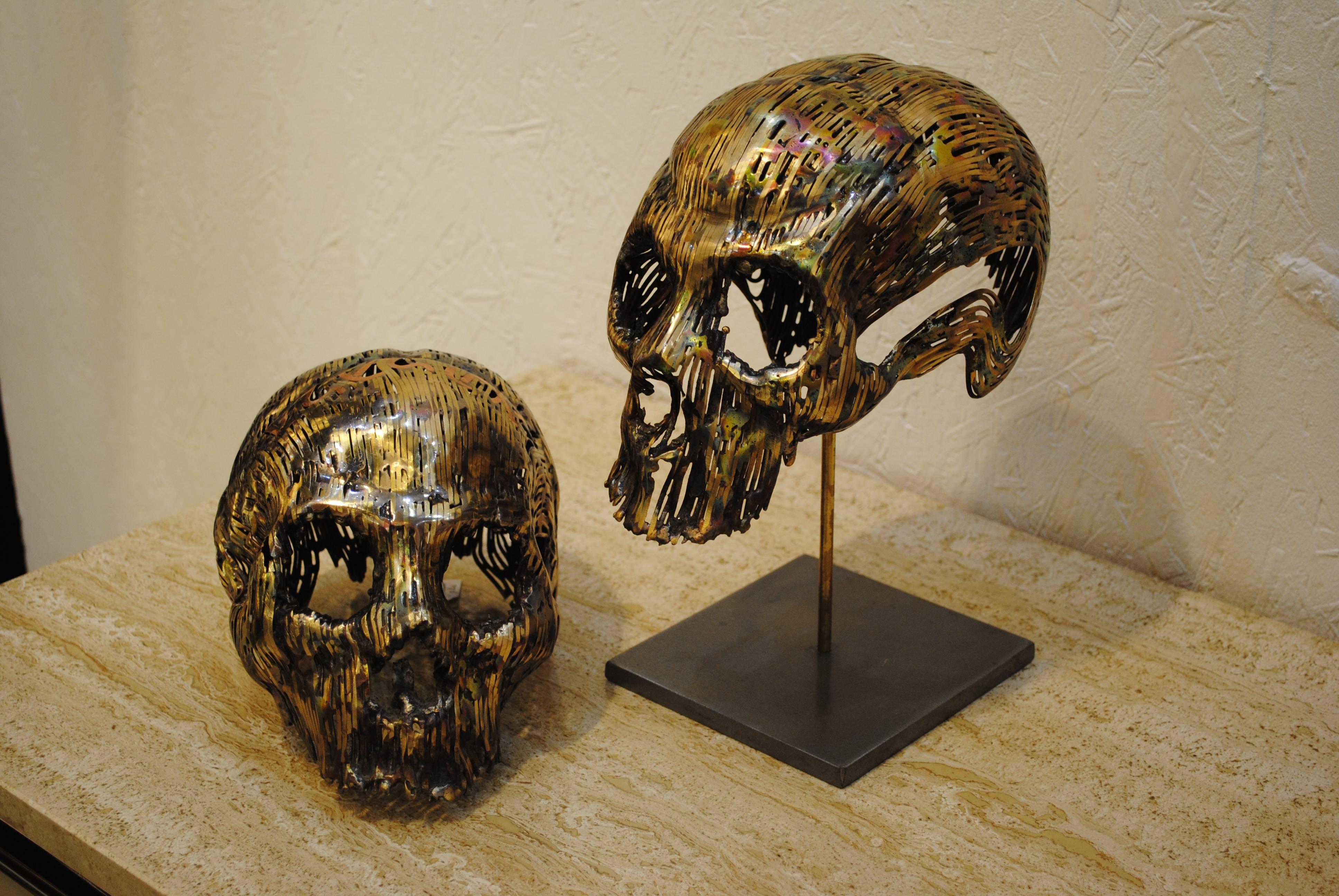 'Blue Skull' Art Sculpture by Romain De Souza, France, 2014 1