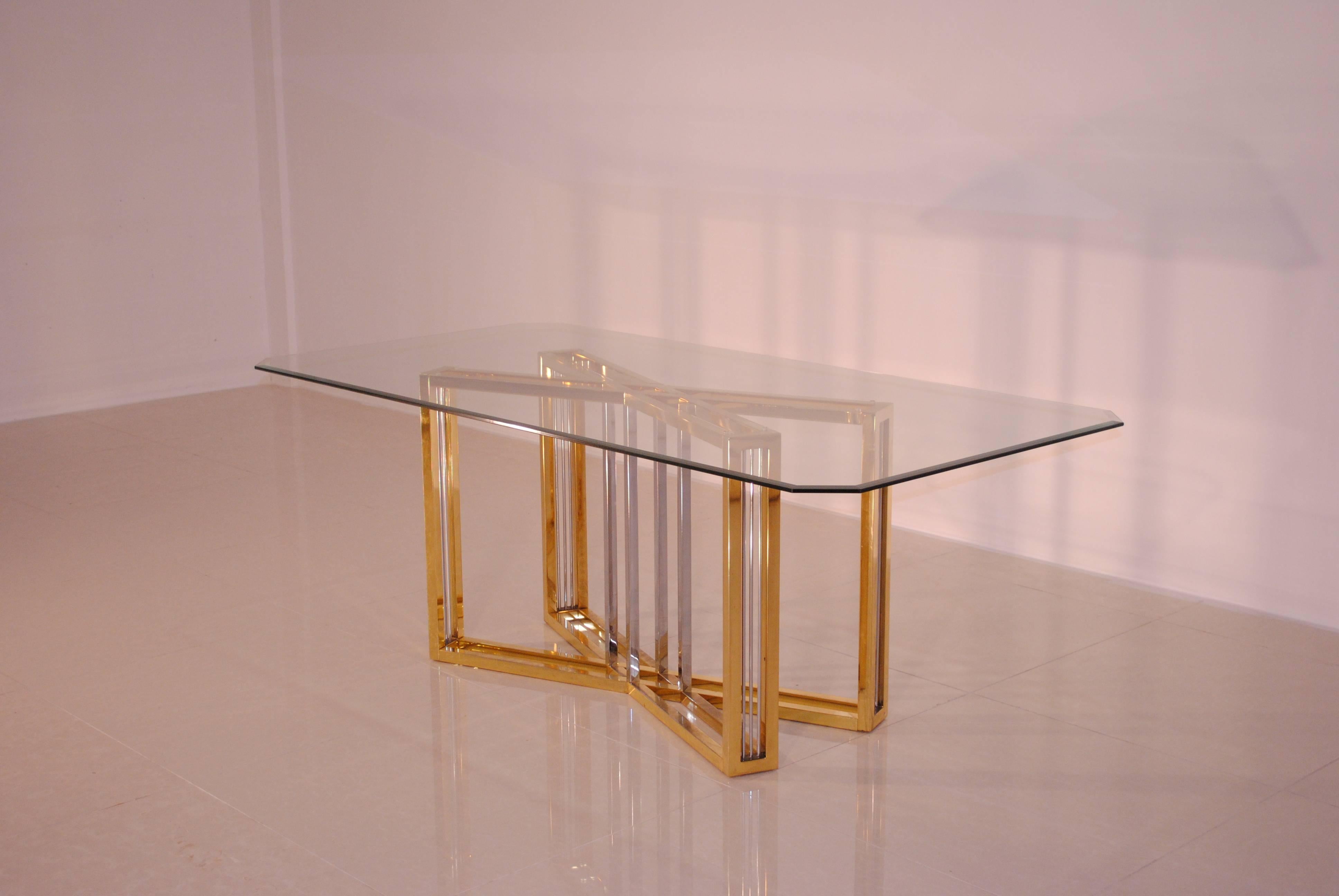 Late 20th Century Important Dining Table by Belgo Chrome, Belgium, 1970s For Sale