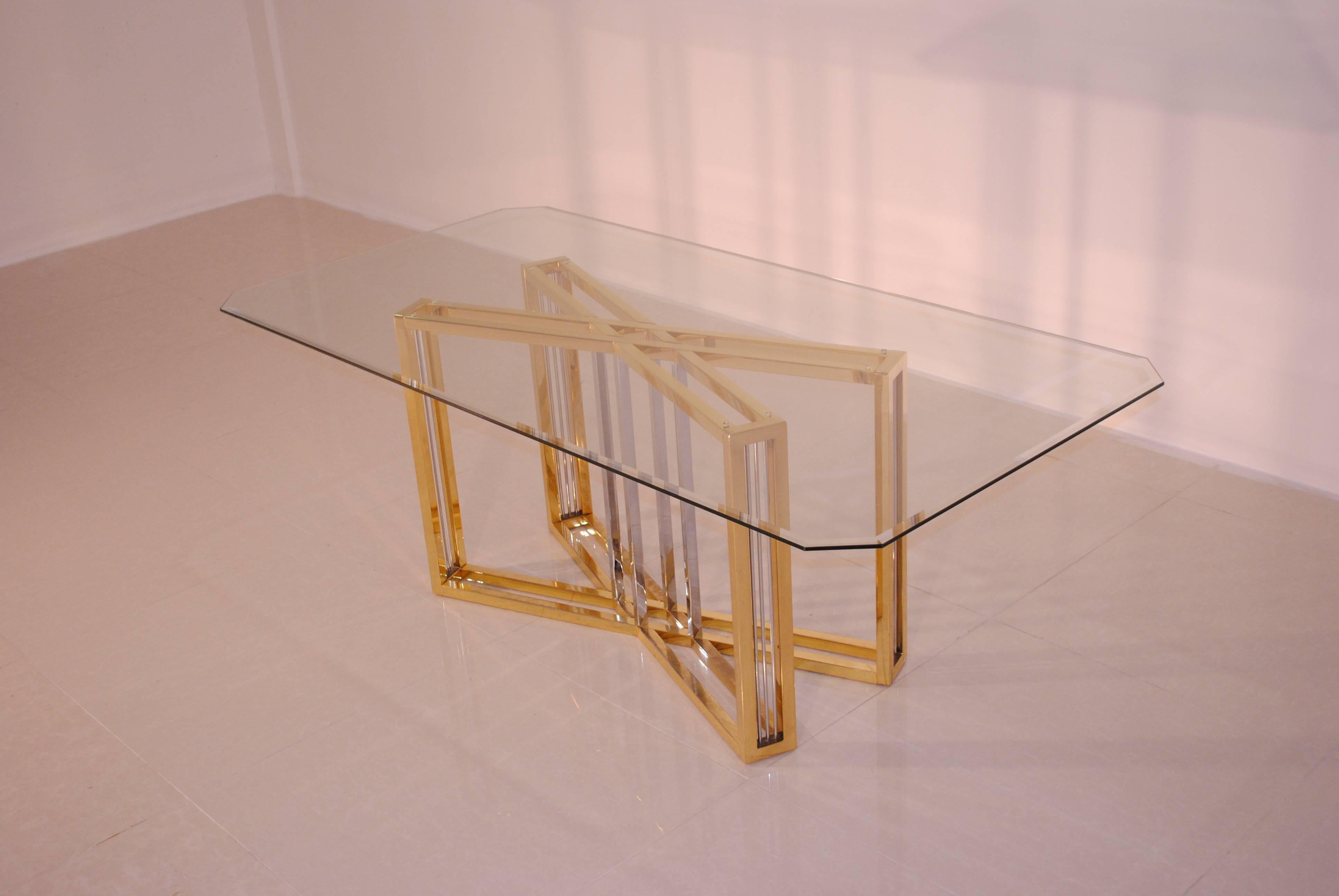 Mid-Century Modern Important Dining Table by Belgo Chrome, Belgium, 1970s For Sale
