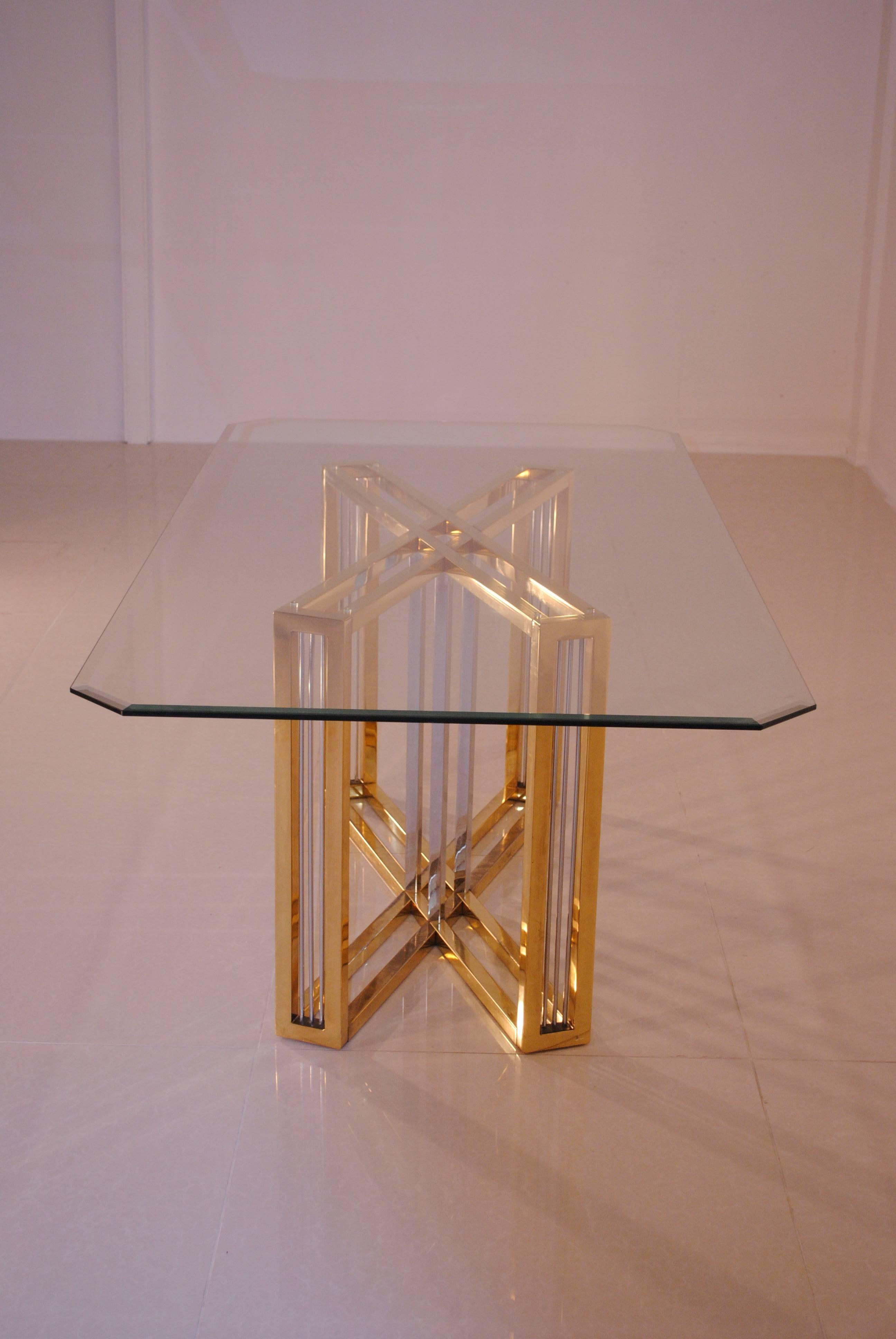 Belgian Important Dining Table by Belgo Chrome, Belgium, 1970s For Sale