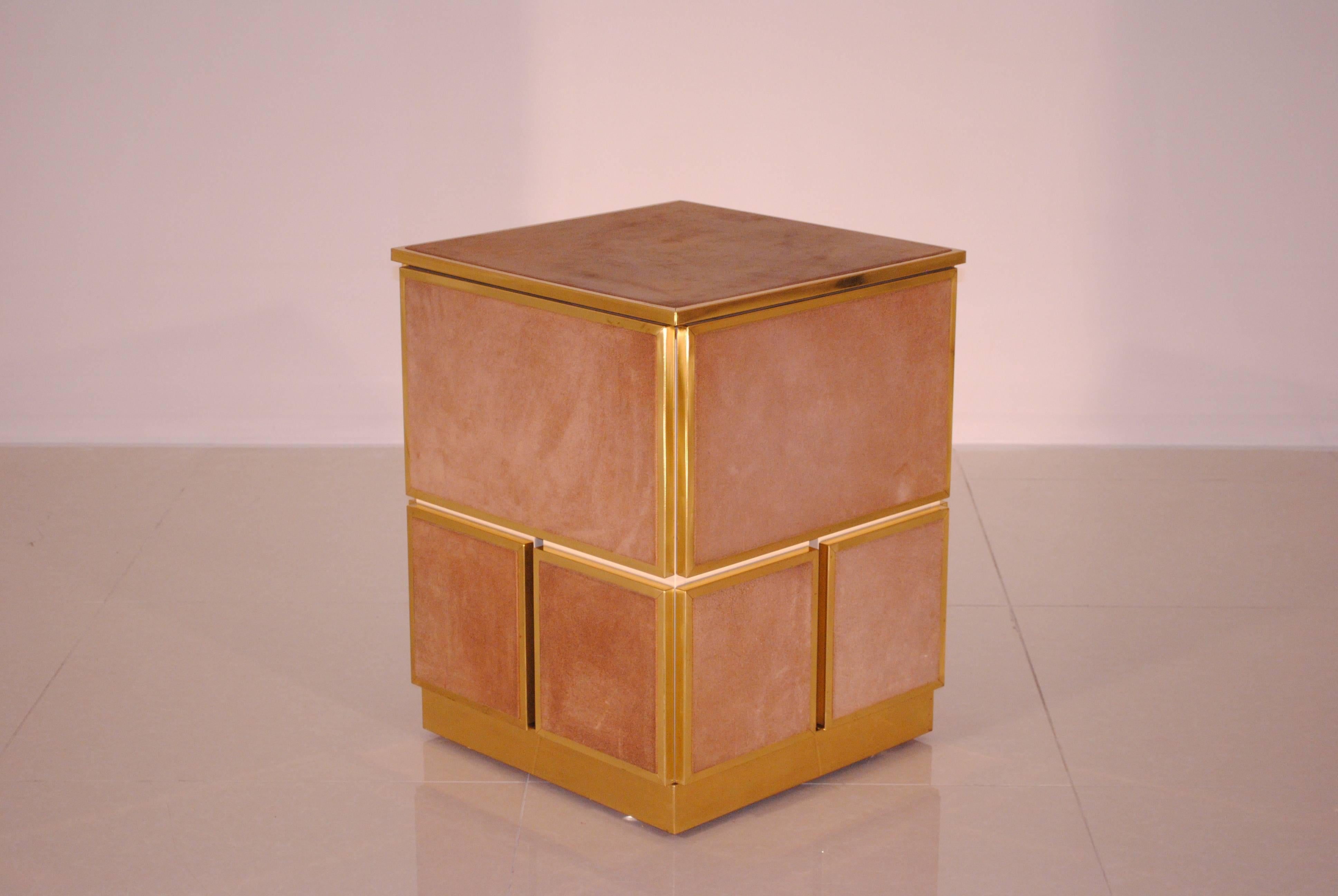 Brass Important Games Table 'Cubo' by Renato Meneghetti, Italy, circa 1976