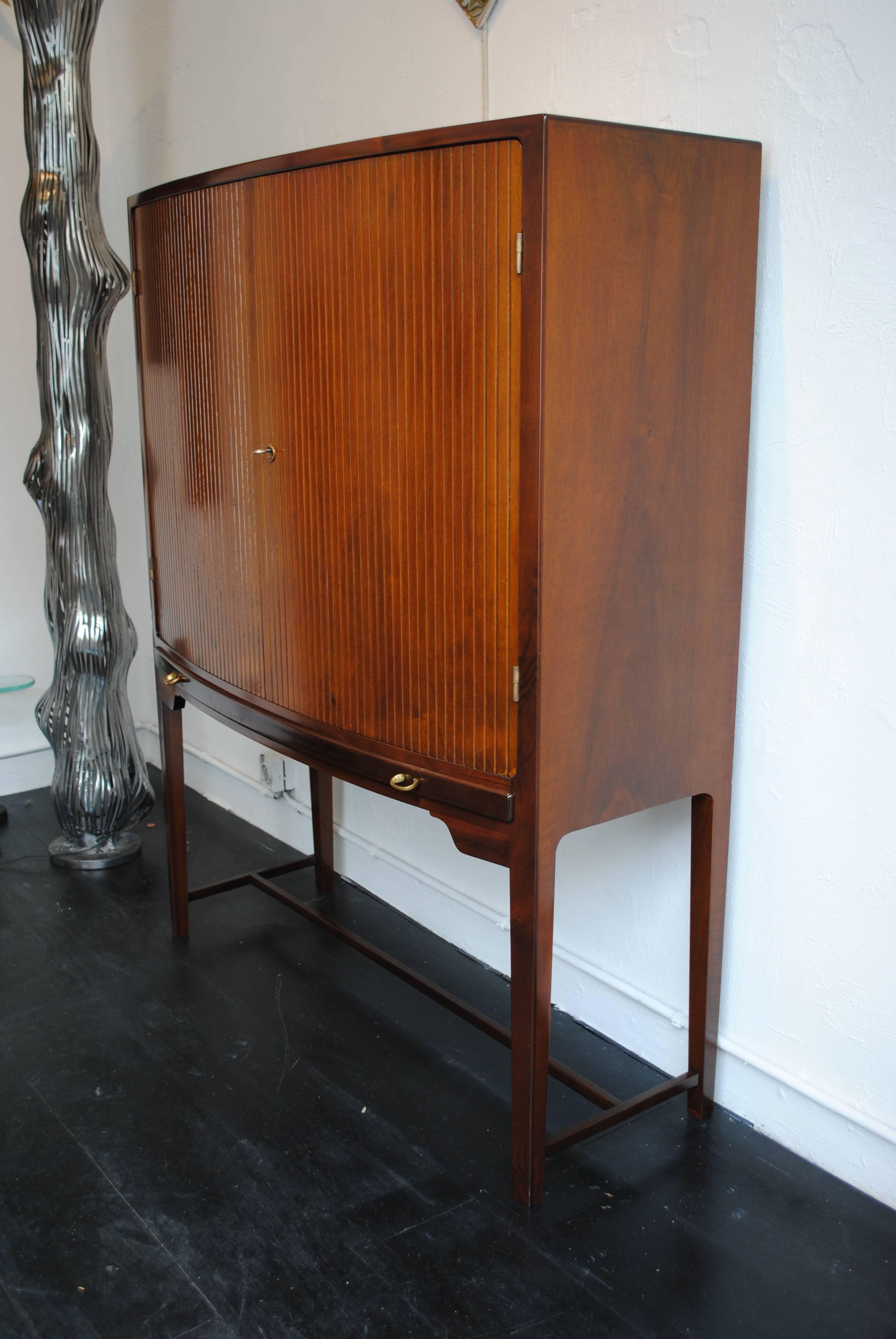 Mid-20th Century Rare Curved Highboy Cabinet by Ole Wanscher for Illums Bolighus, Denmark, 1940s