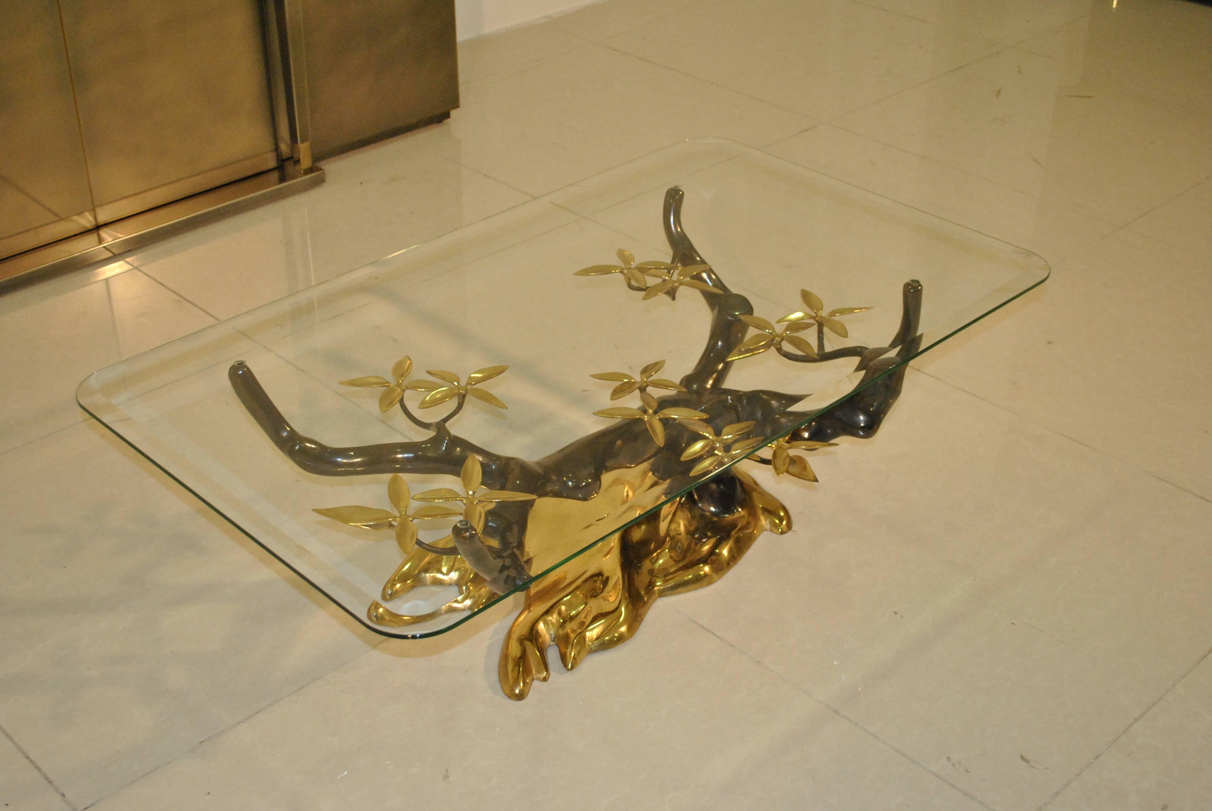 Hollywood Regency Brass Coffee Table For Sale