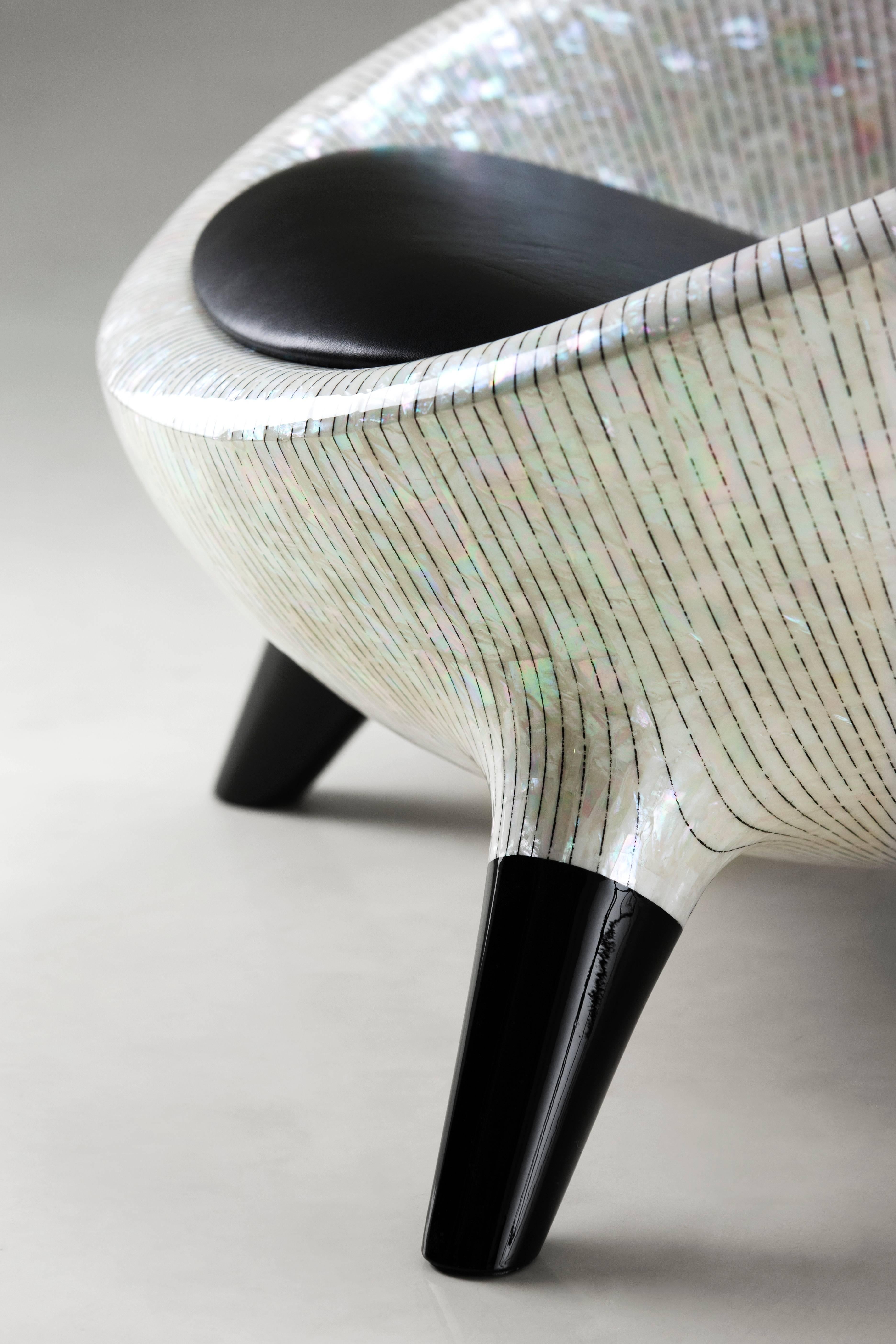 Mother-of-Pearl Chair by Kang Myung Sun, 2014 In Excellent Condition For Sale In West Hollywood, CA