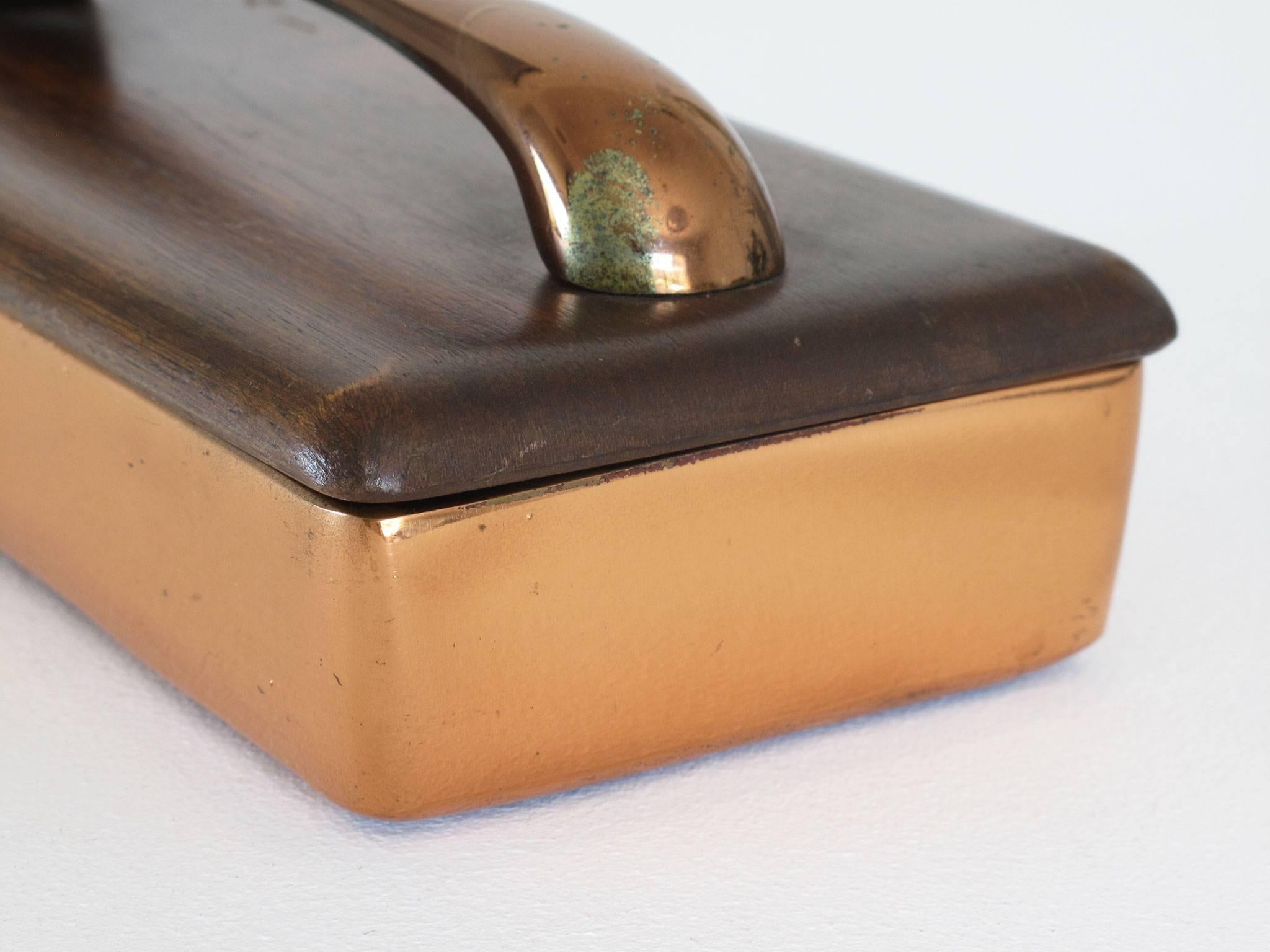 20th Century Ben Seibel Copper Box with Wood Lid and Copper Handle, 1950s For Sale