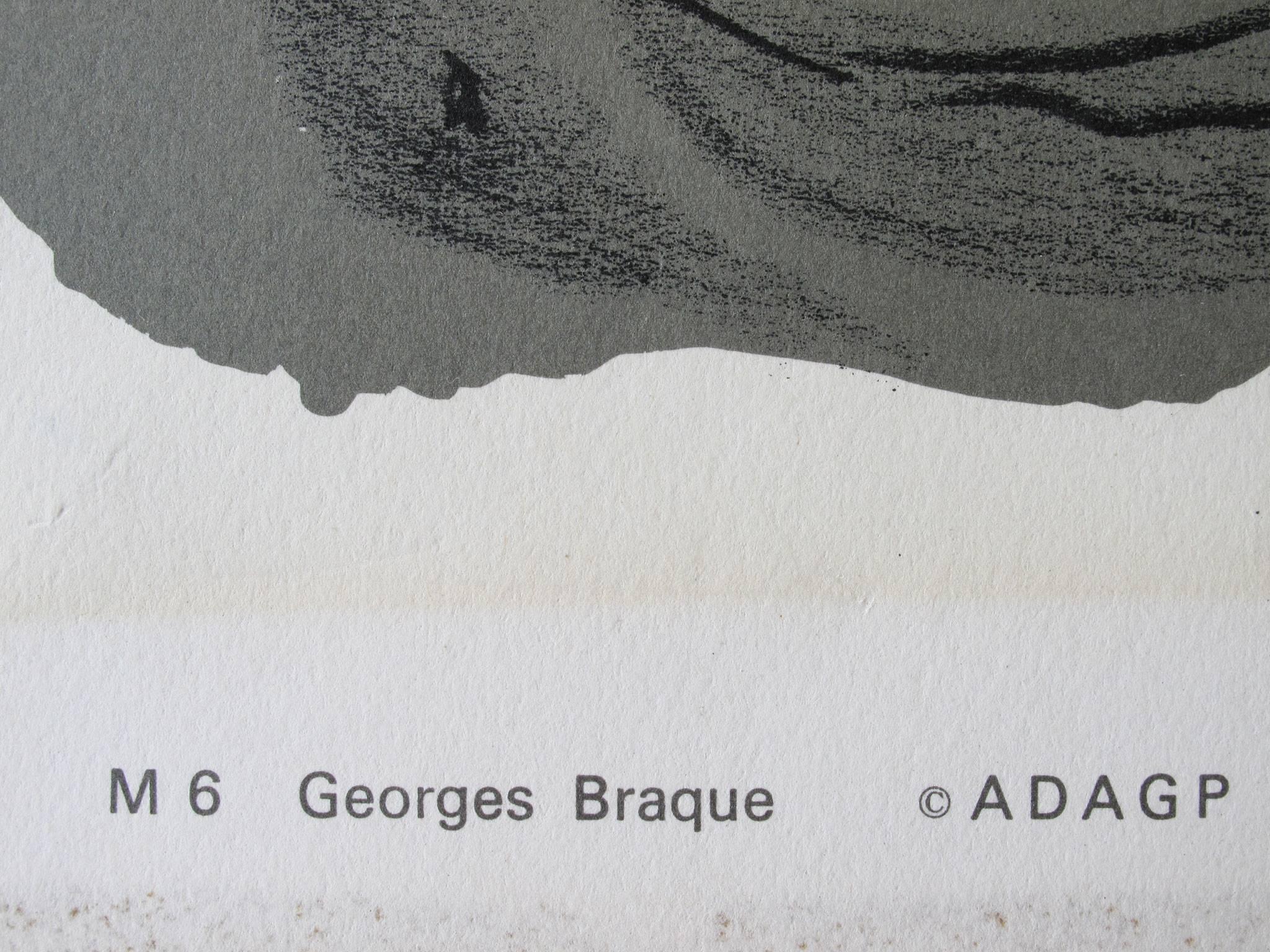 French Georges Braque, 'Three Birds, ' 1960s Vintage Lithograph Poster For Sale