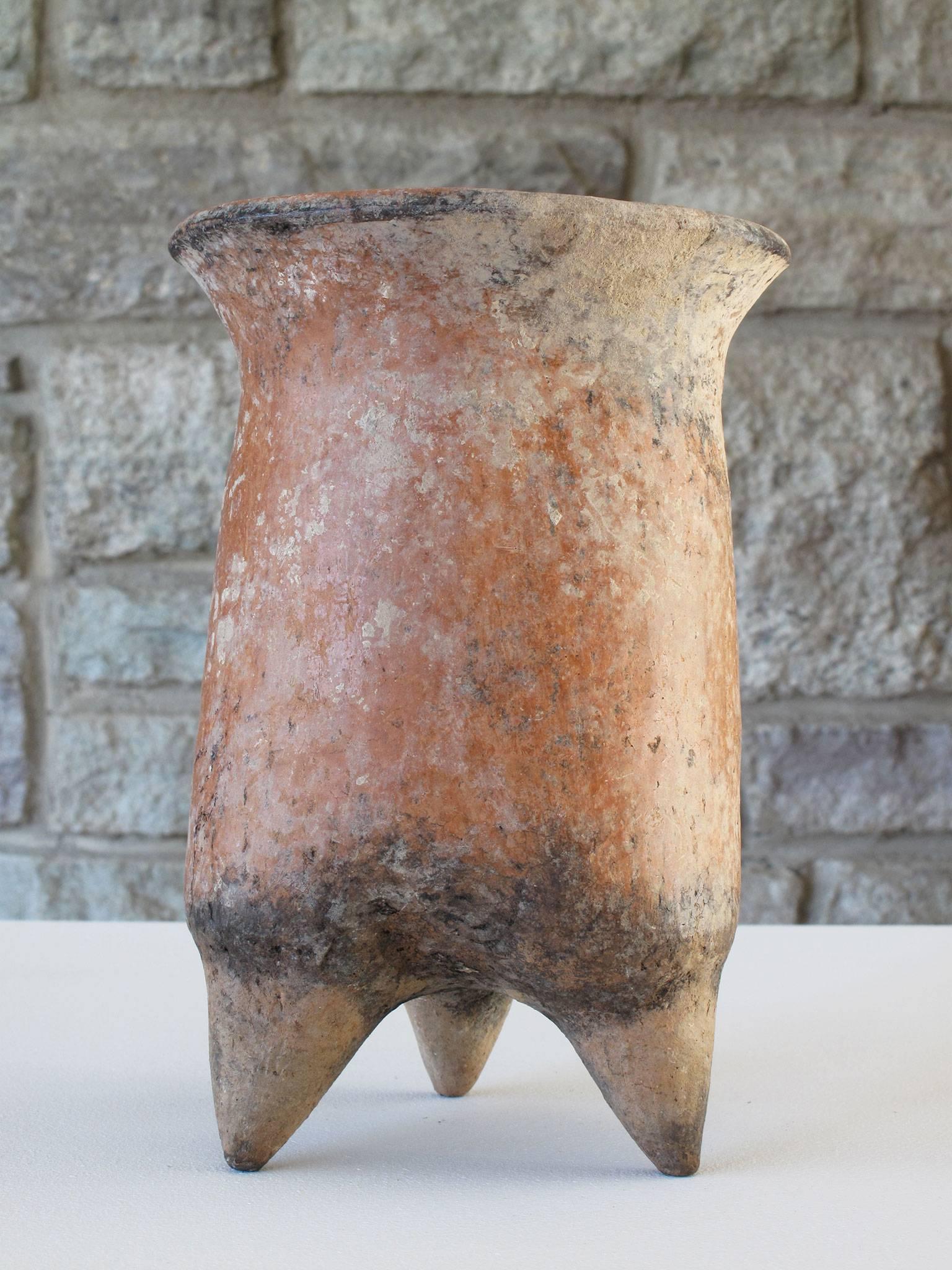 Tribal Ancient Chinese Neolithic Ceramic Tripod Vessel by the Xiajiadian Culture For Sale