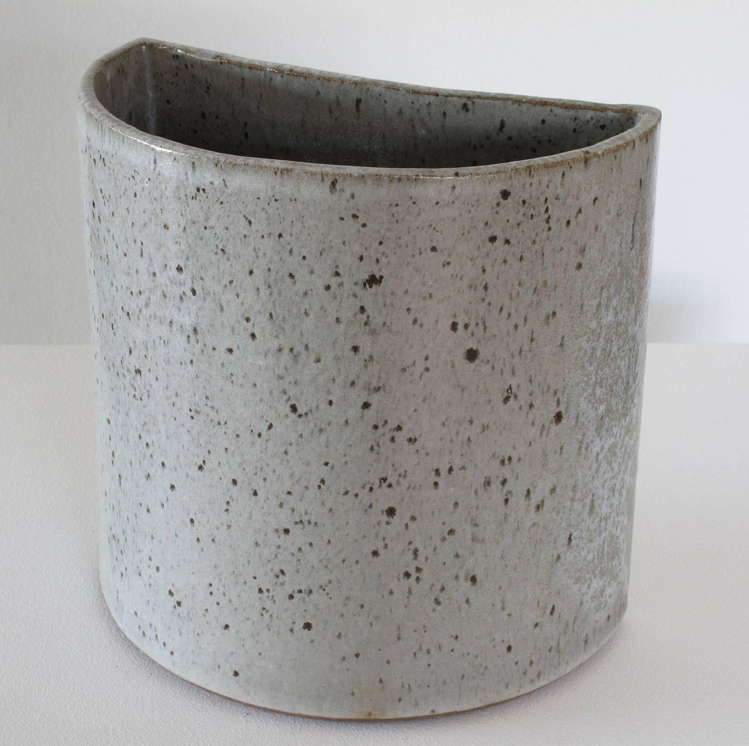 David Cressey Pro Artisan Collection Glazed Grey 'Wall Pocket' Ceramic Planter For Sale 2