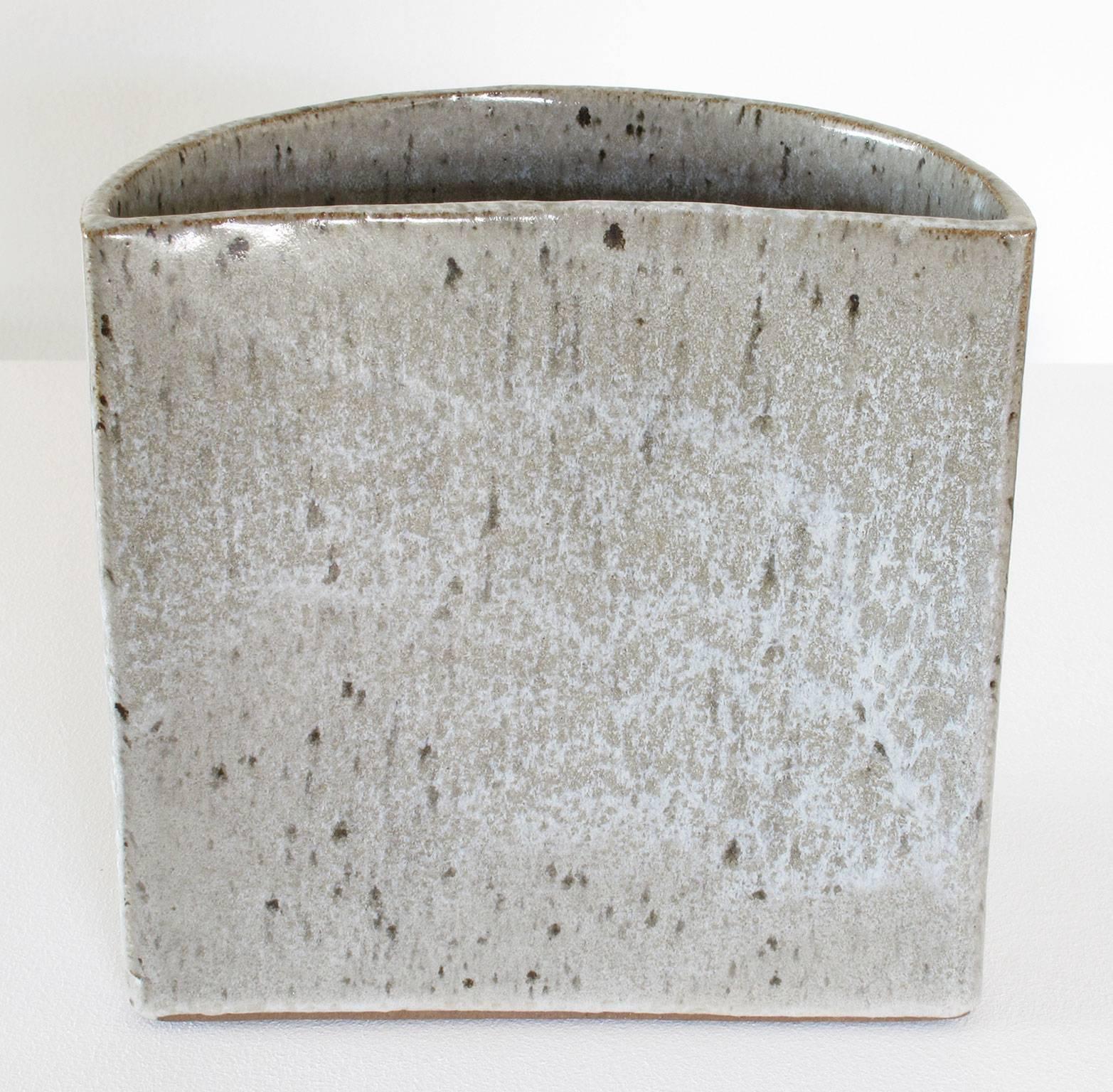 American David Cressey Pro Artisan Collection Glazed Grey 'Wall Pocket' Ceramic Planter For Sale