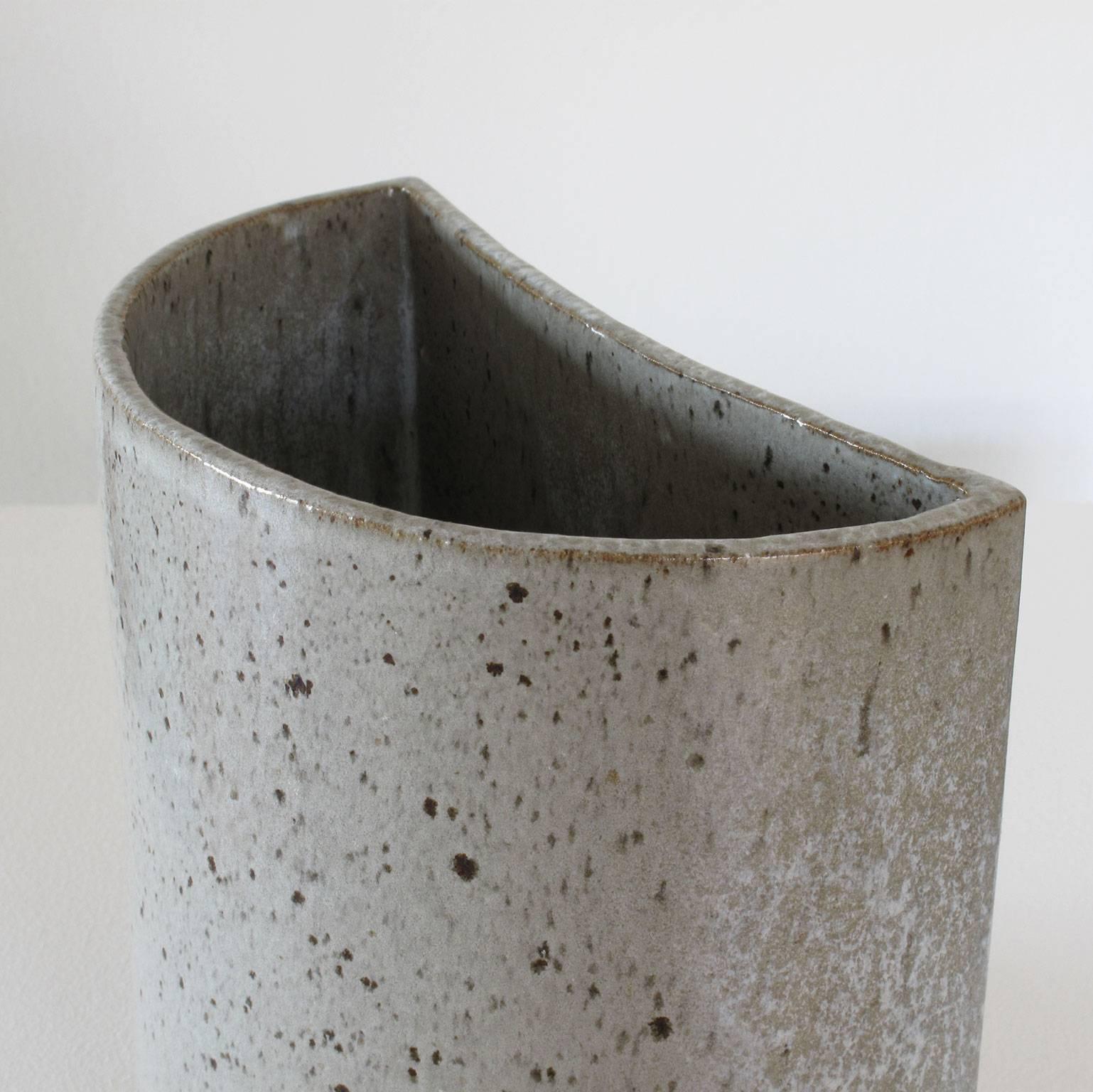 20th Century David Cressey Pro Artisan Collection Glazed Grey 'Wall Pocket' Ceramic Planter For Sale