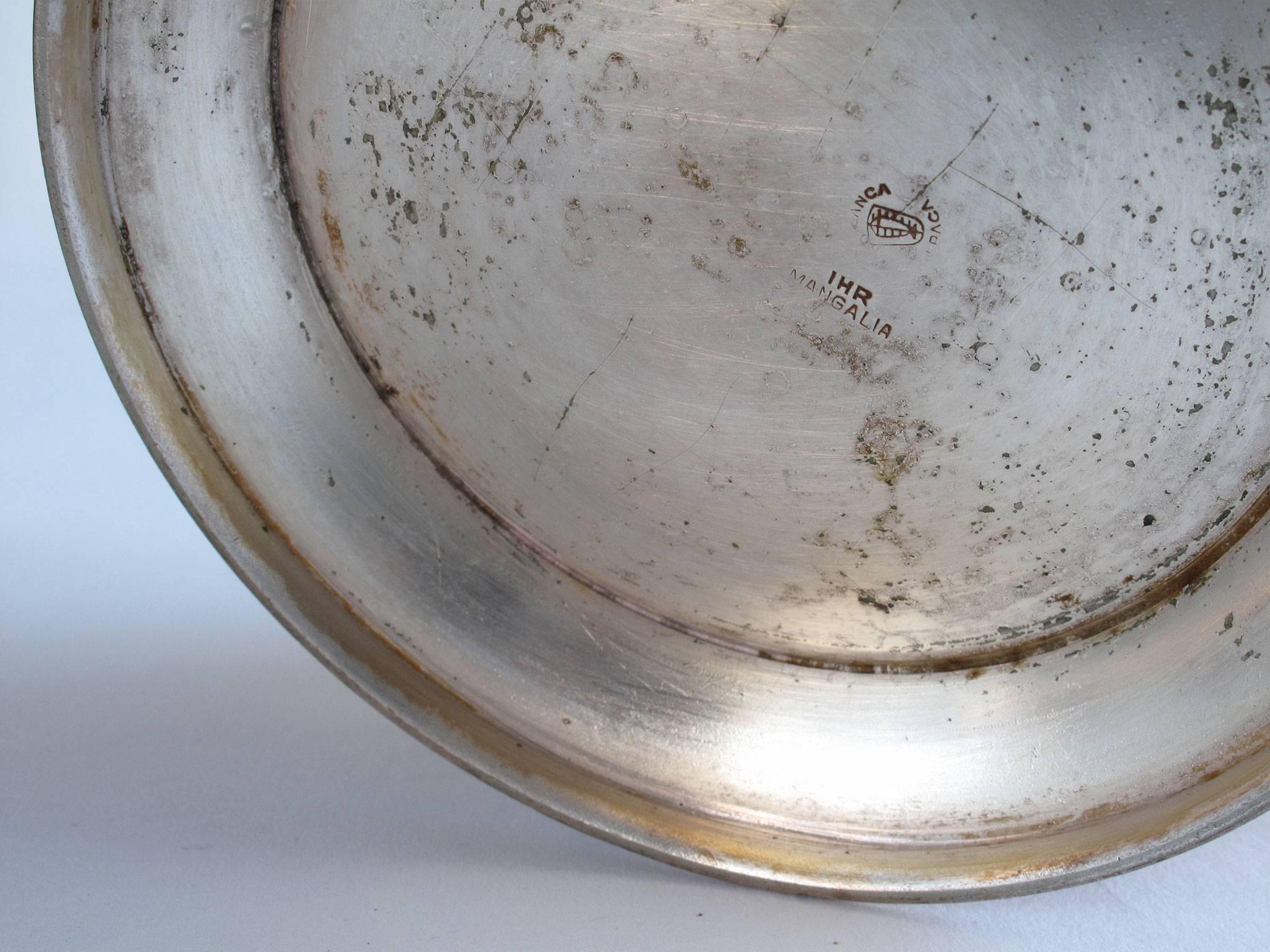 Antique Sterling Silver Bowl with Base and Handles, Mangalia, Romania For Sale 3