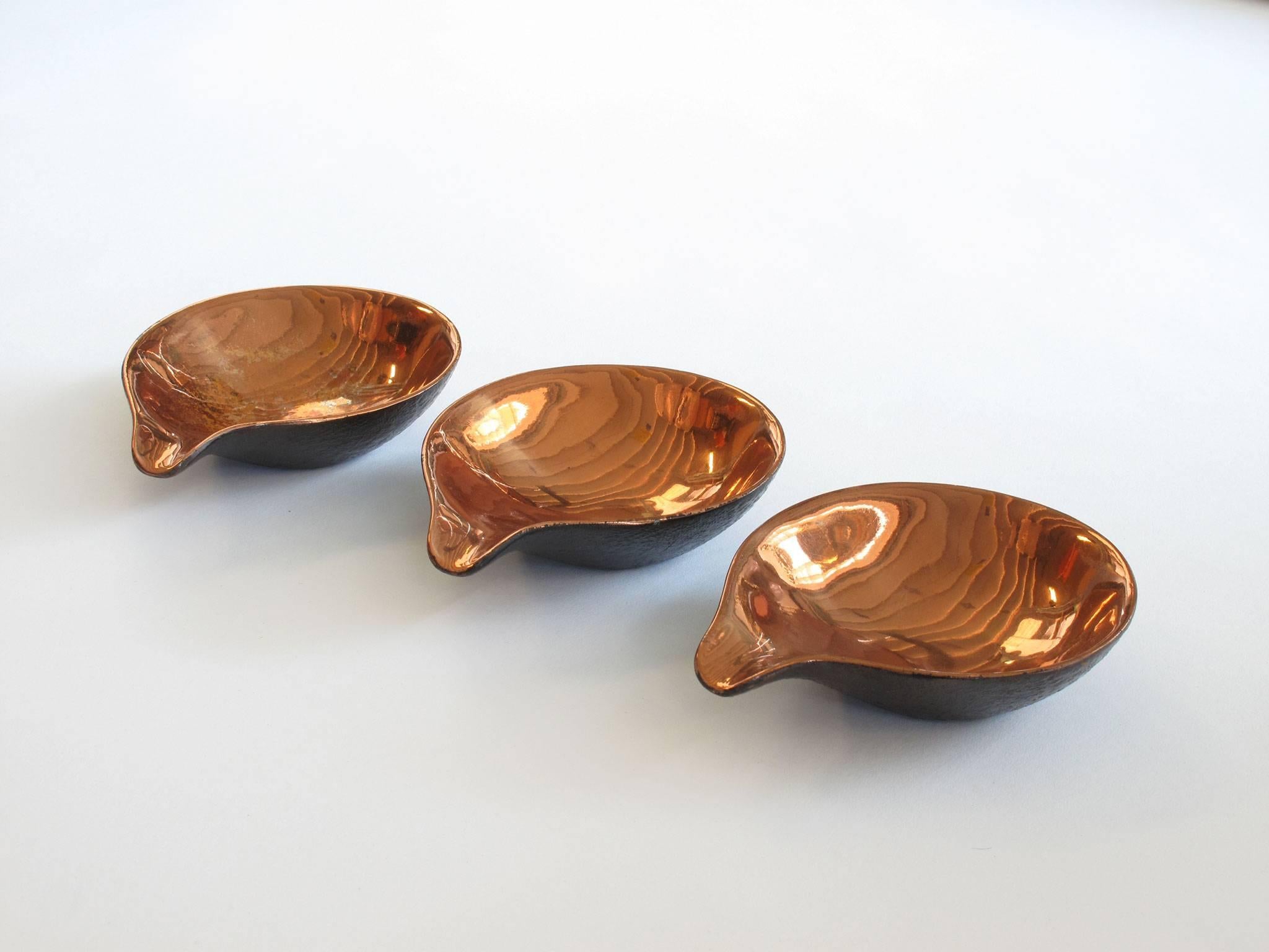 Mid-Century Modern Set of Three Ben Seibel Biomorphic Copper Nesting Objects, 1950s For Sale