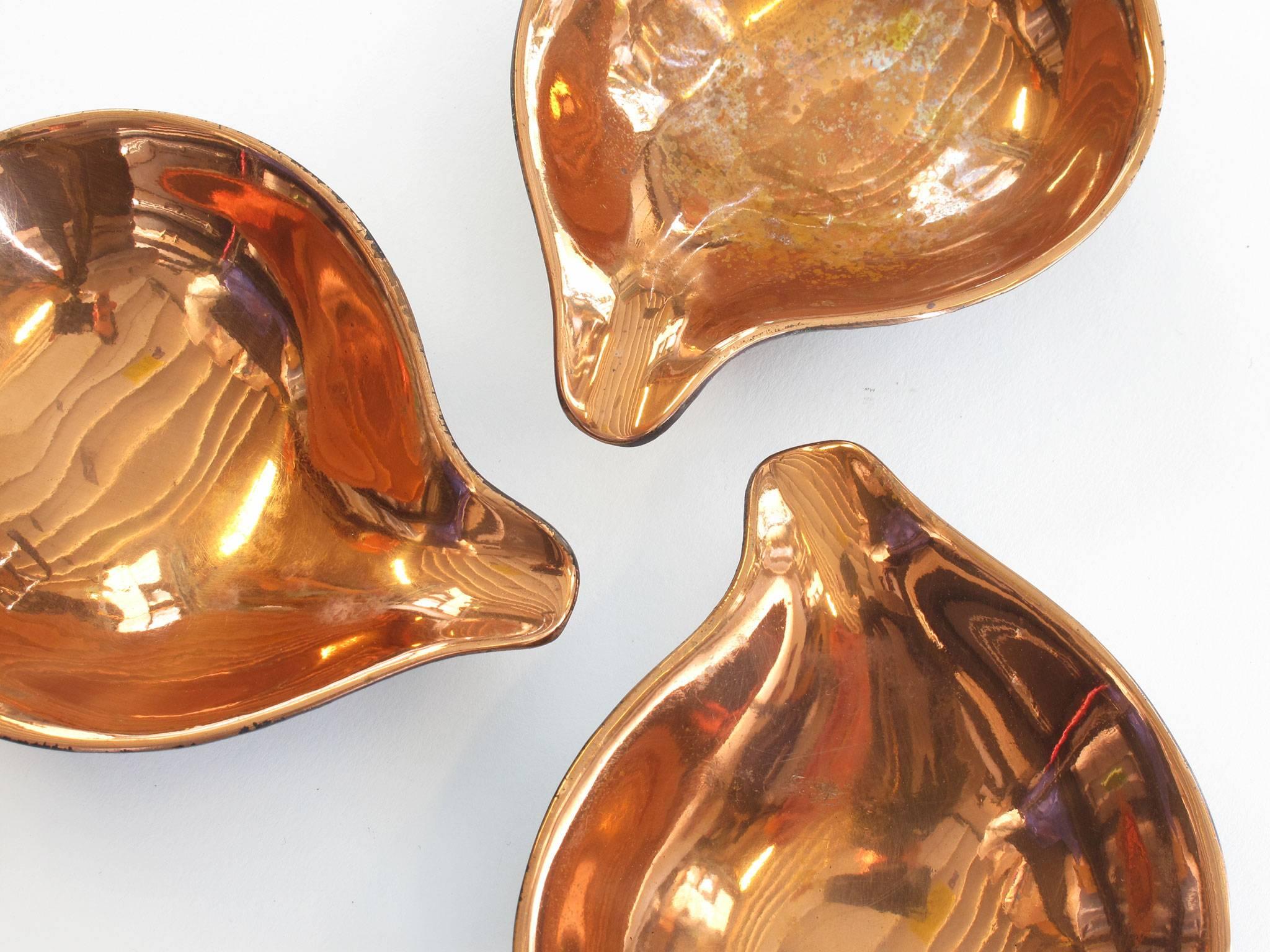 Set of Three Ben Seibel Biomorphic Copper Nesting Objects, 1950s In Good Condition For Sale In Los Angeles, CA