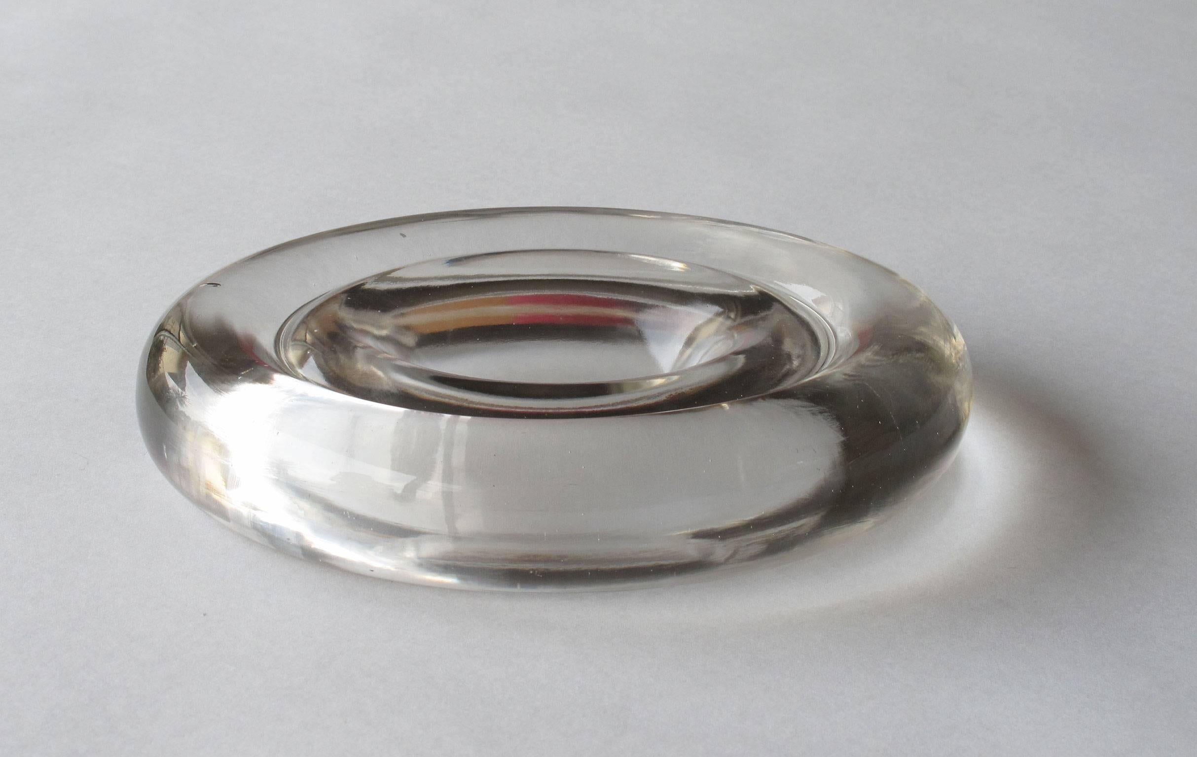 Minimalist Enzo Mari Solid Glass Design Object Decorative Dish, Danese Milano, 1980s For Sale