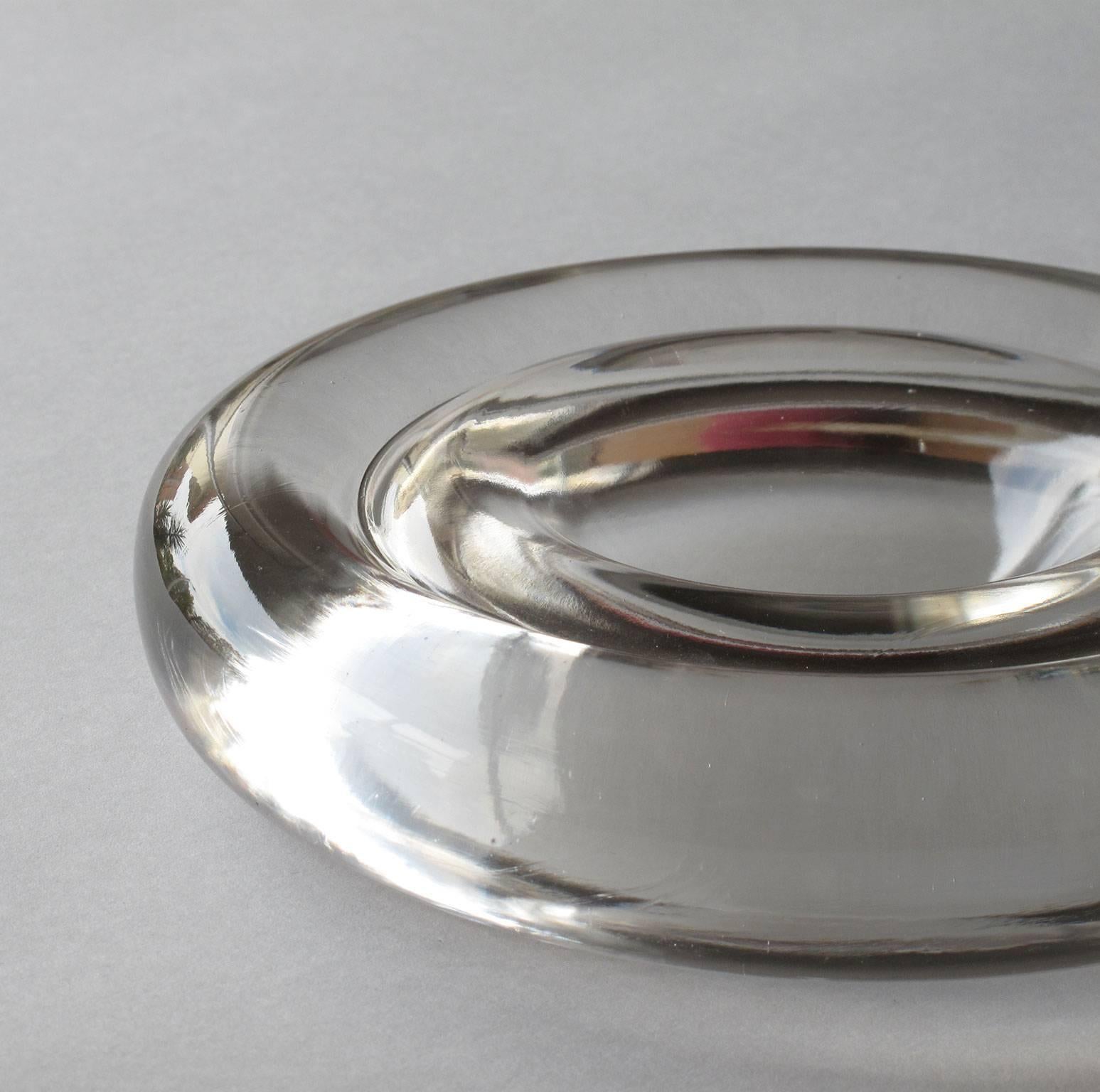 Enzo Mari Solid Glass Design Object Decorative Dish, Danese Milano, 1980s In Good Condition For Sale In Los Angeles, CA