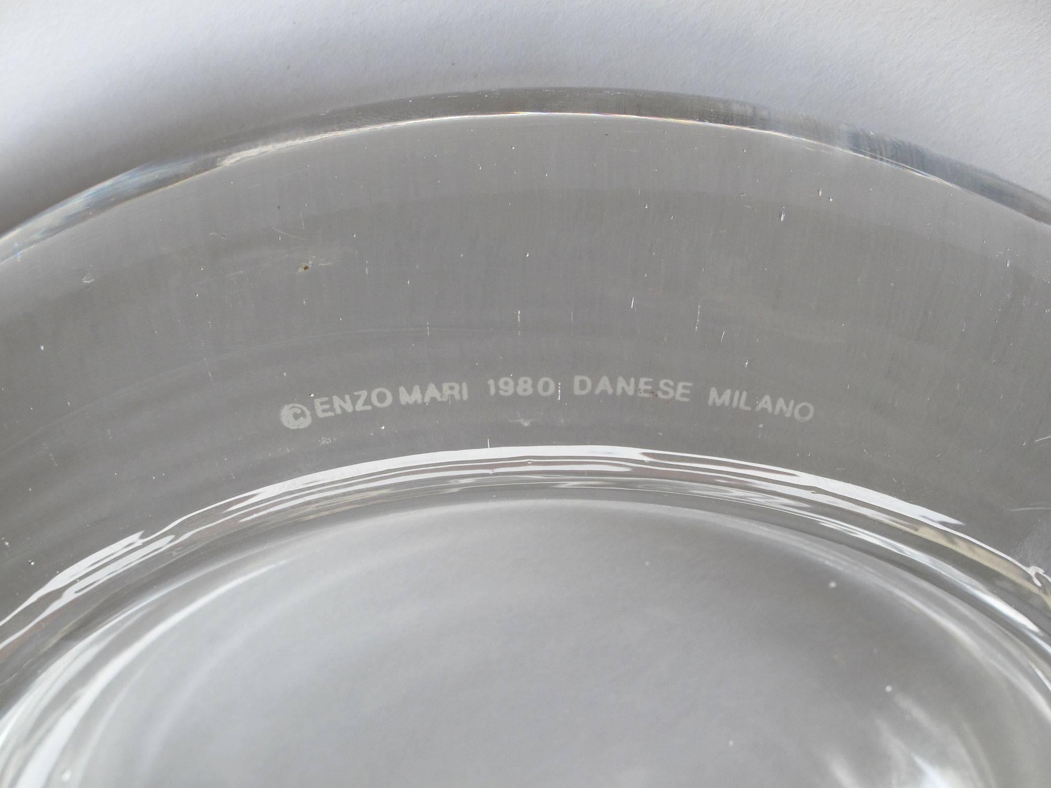 Italian Enzo Mari Solid Glass Design Object Decorative Dish, Danese Milano, 1980s For Sale