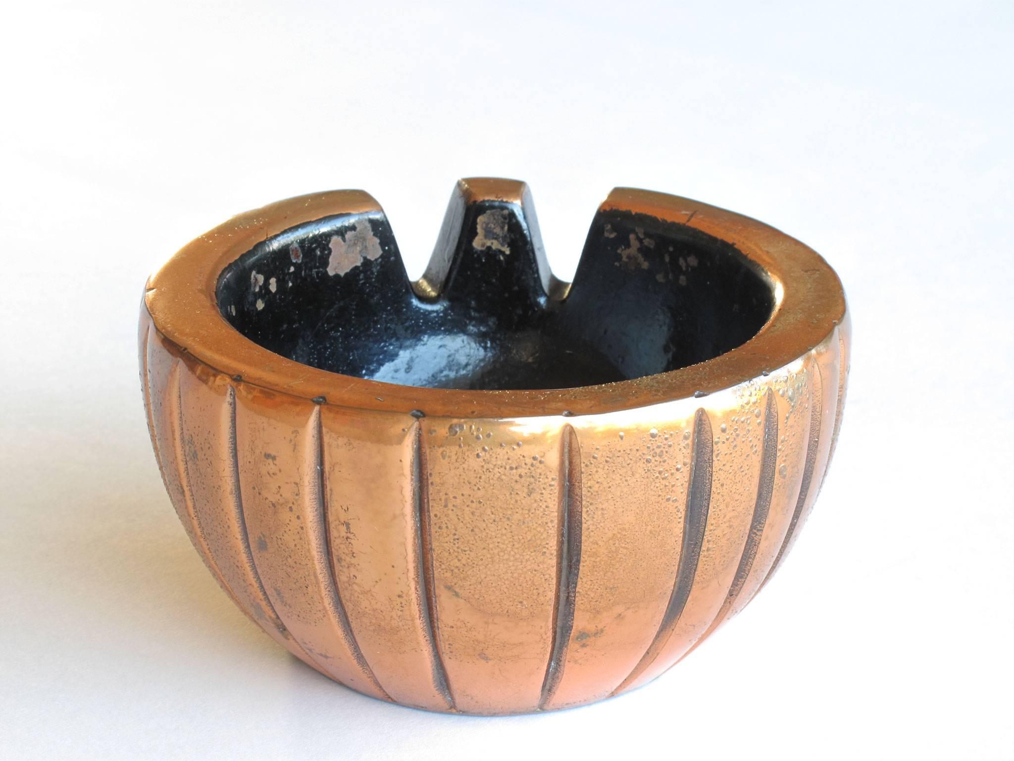 Ben Seibel Copper Plated Metal Ashtray, Jenfred Ware, 1950s For Sale 2