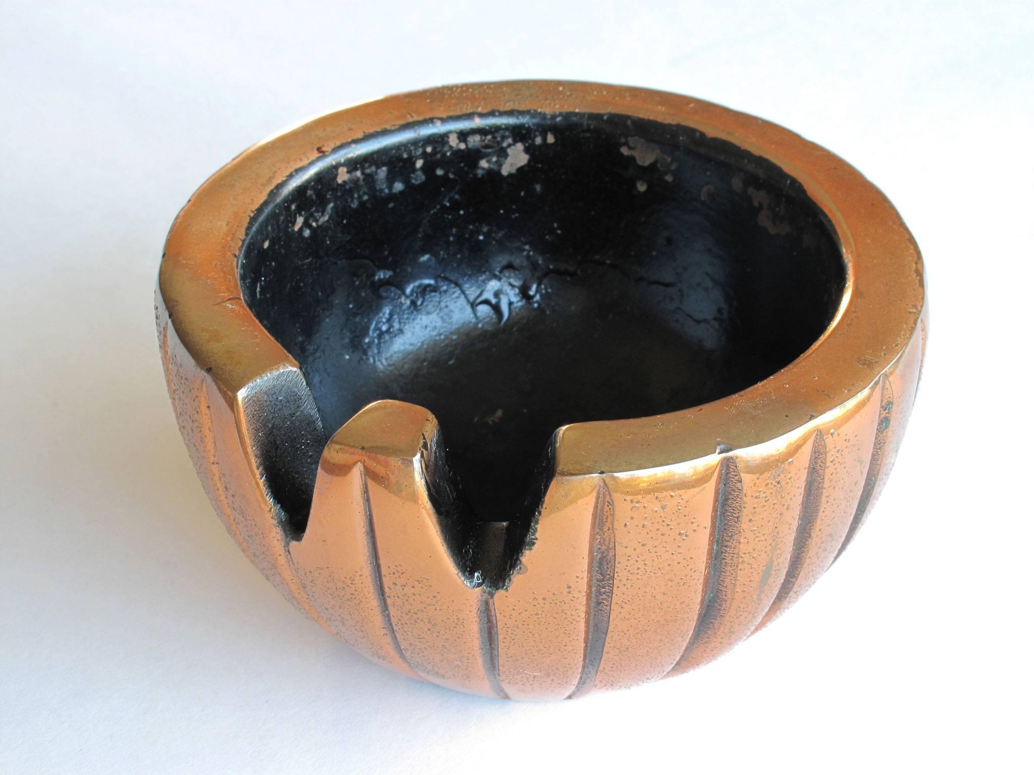 American Ben Seibel Copper Plated Metal Ashtray, Jenfred Ware, 1950s For Sale
