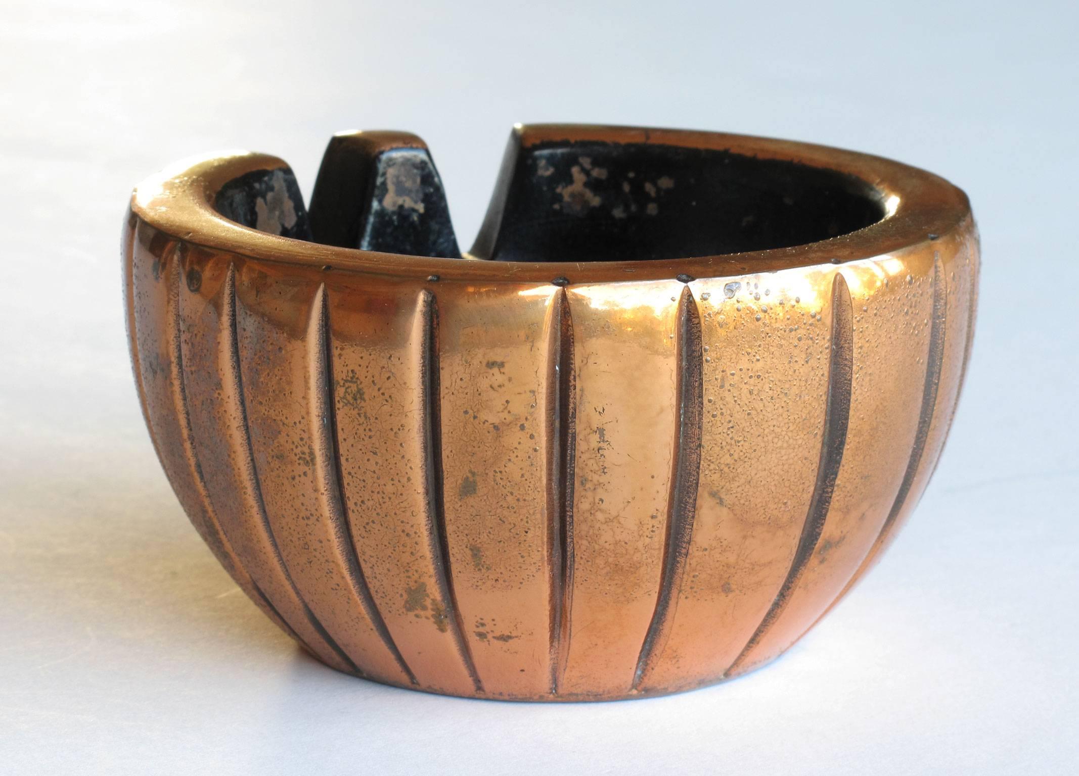 Ben Seibel Copper Plated Metal Ashtray, Jenfred Ware, 1950s For Sale 3