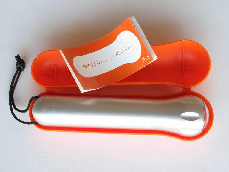 Marc Newson Aluminum 'Apollo' Flashlight in Bright Orange Case