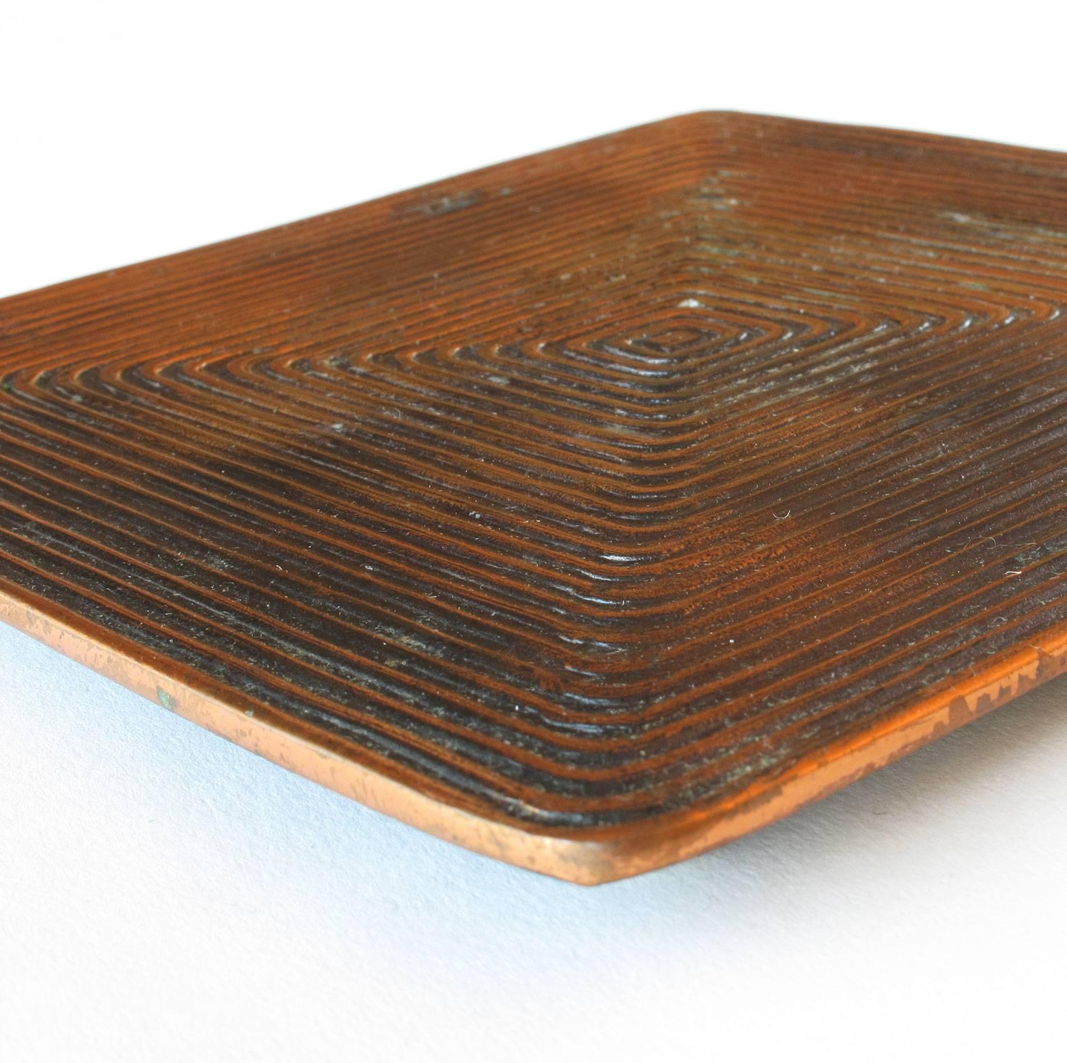 American Ben Seibel Square Shaped Copper Tray with Concentric Squares Design Jenfred Ware For Sale
