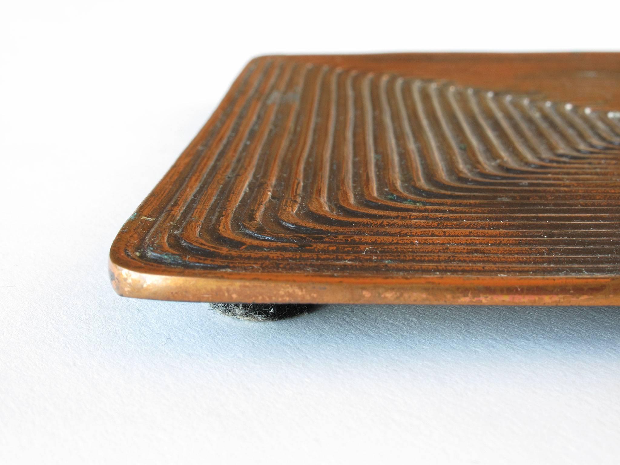 Ben Seibel Square Shaped Copper Tray with Concentric Squares Design Jenfred Ware In Excellent Condition For Sale In Los Angeles, CA