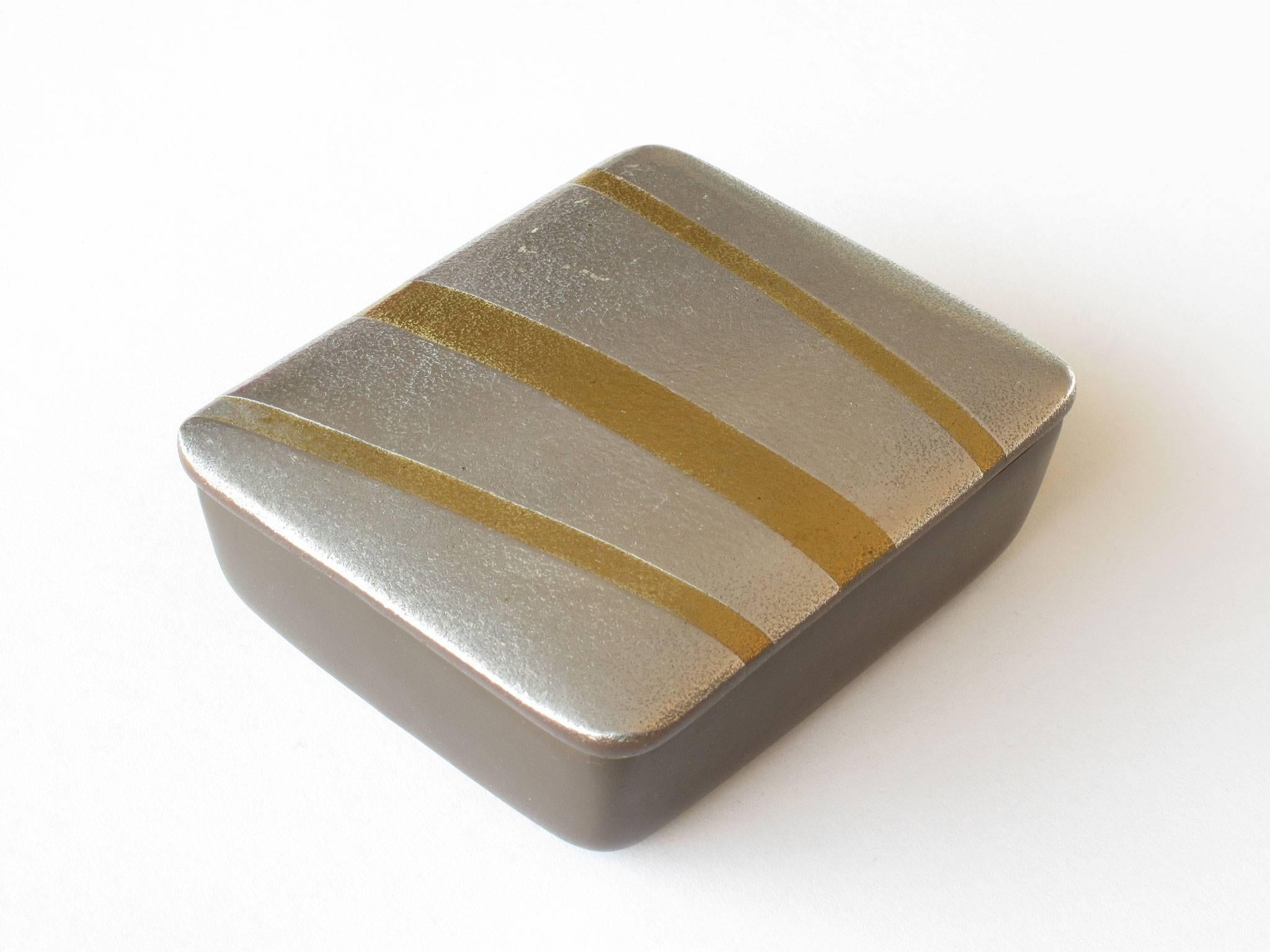 20th Century Rare Ben Seibel Silver and Gold Box with Lid and Cork Lined Interior, 1950s For Sale