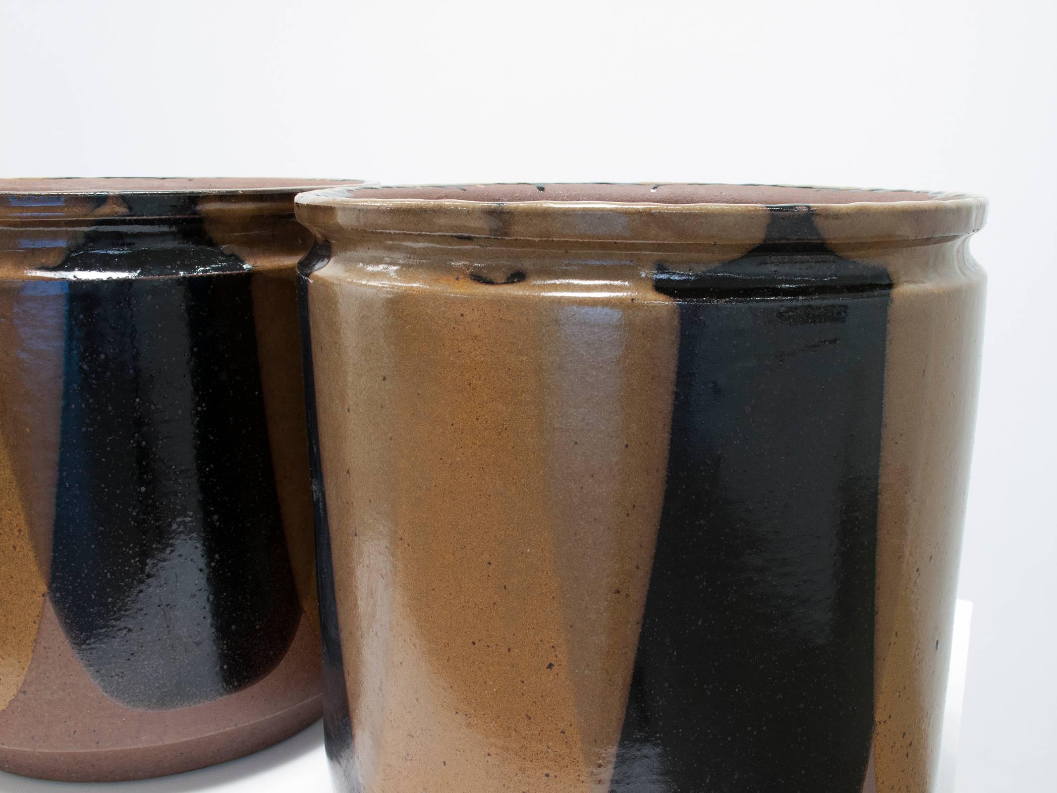 American David Cressey and Robert Maxwell 'Flame' Glaze Design Ceramic Planters, 1970s For Sale