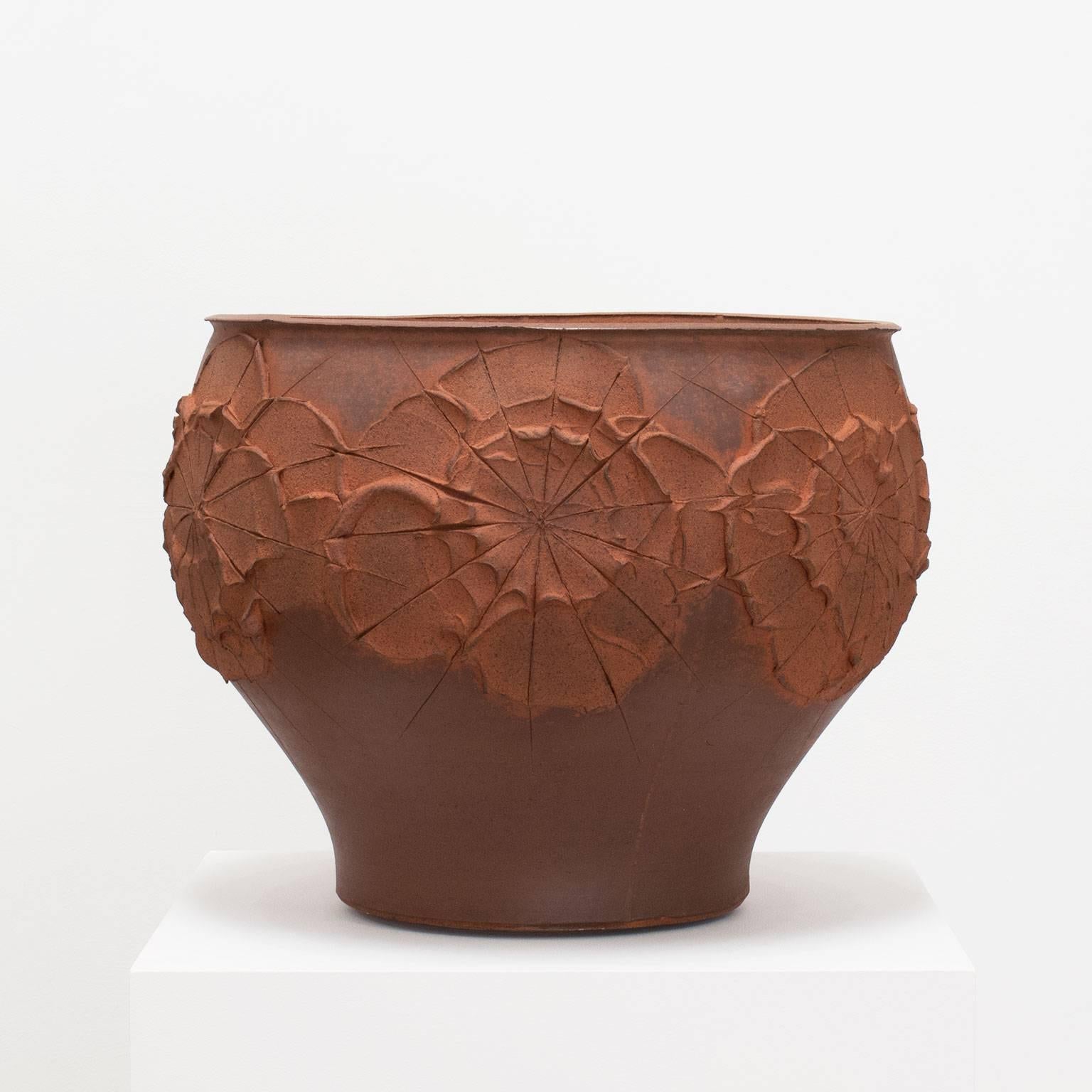 David Cressey 'Solar' design, stoneware, unglazed, 1960s, Pro Artisan collection, Architectural Pottery, Los Angeles, California. Measures: 15 high x 20 diameter inches (38.1 high x 50.8 diameter cm), weight 30.5 pounds.