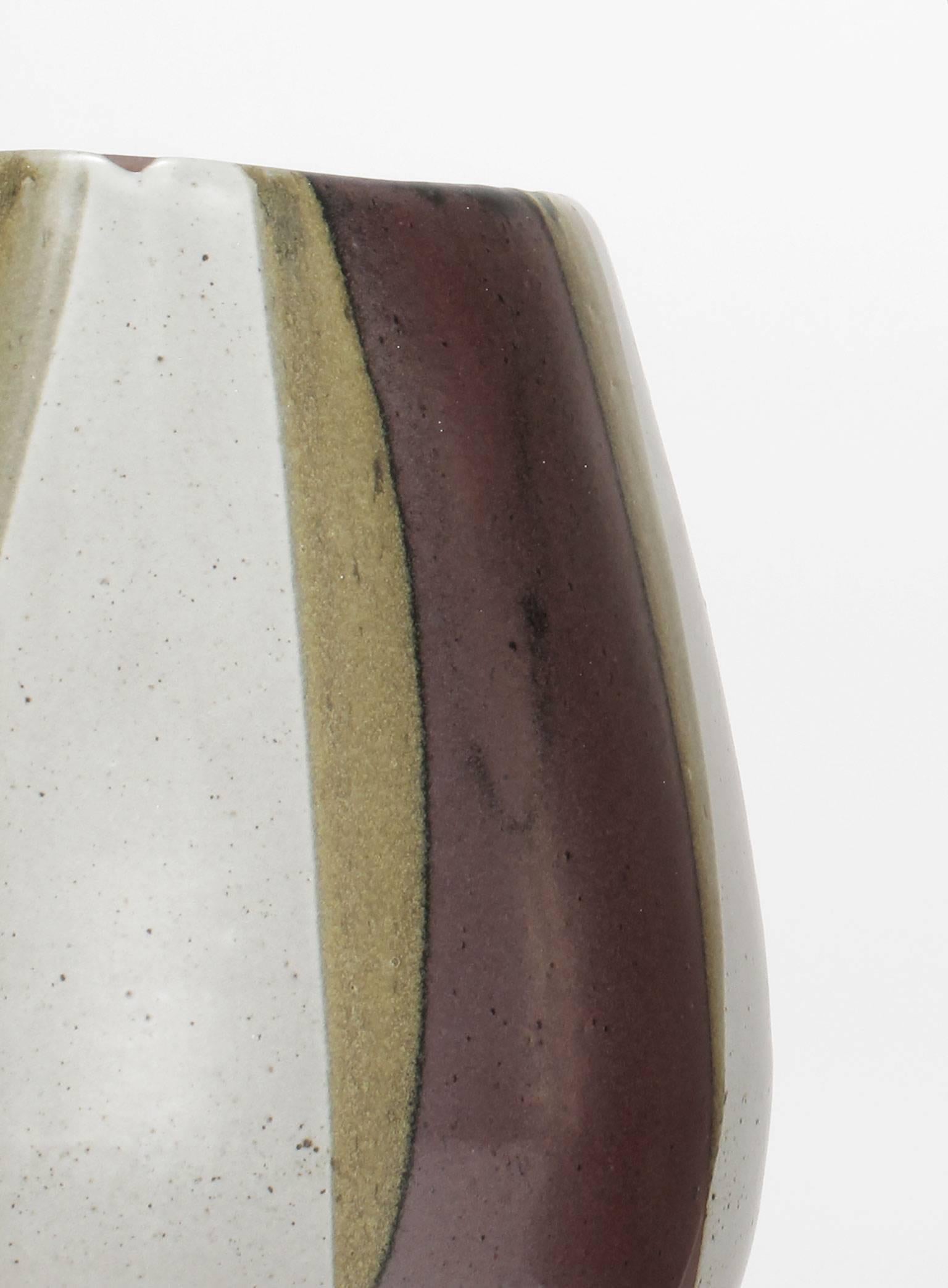 Glazed David Cressey Pro Artisan Collection 'Flame' Glaze Design Ceramic Planter, 1960s For Sale