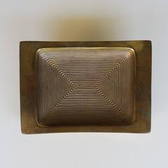 Ben Seibel Design Large Rectangular Brass Tray with Concentric Circles, 1950s