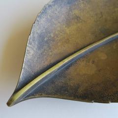 Large Solid Brass Leaf Sculpture by Carl Auböck, 1930s